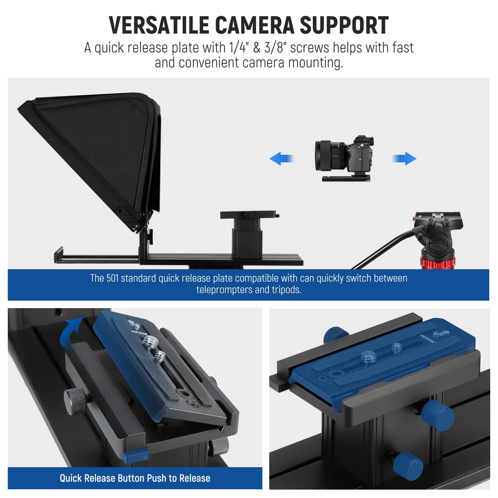 Neewer Teleprompter X16 With Rt113 Remote & App Control, 16'' Beamsplitter, Aluminum Alloy Foldable Design, Qr Plate Compatible