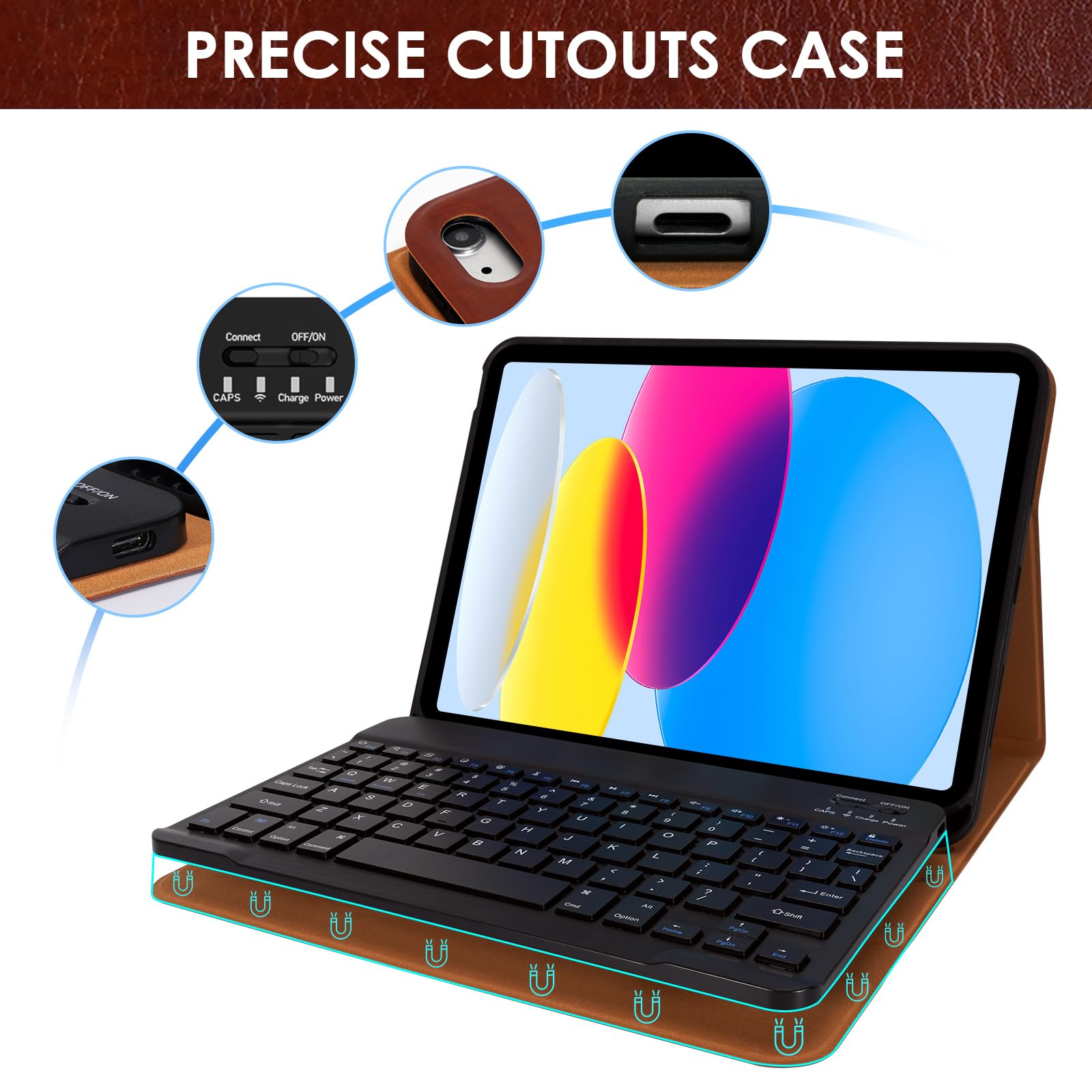 Lama Wireless Keyboard Case With Mouse For Ipad 10Th Generation 10.9'' 2022 (A2696/A2757/A2777), Slim Detachable Keyboard Case W