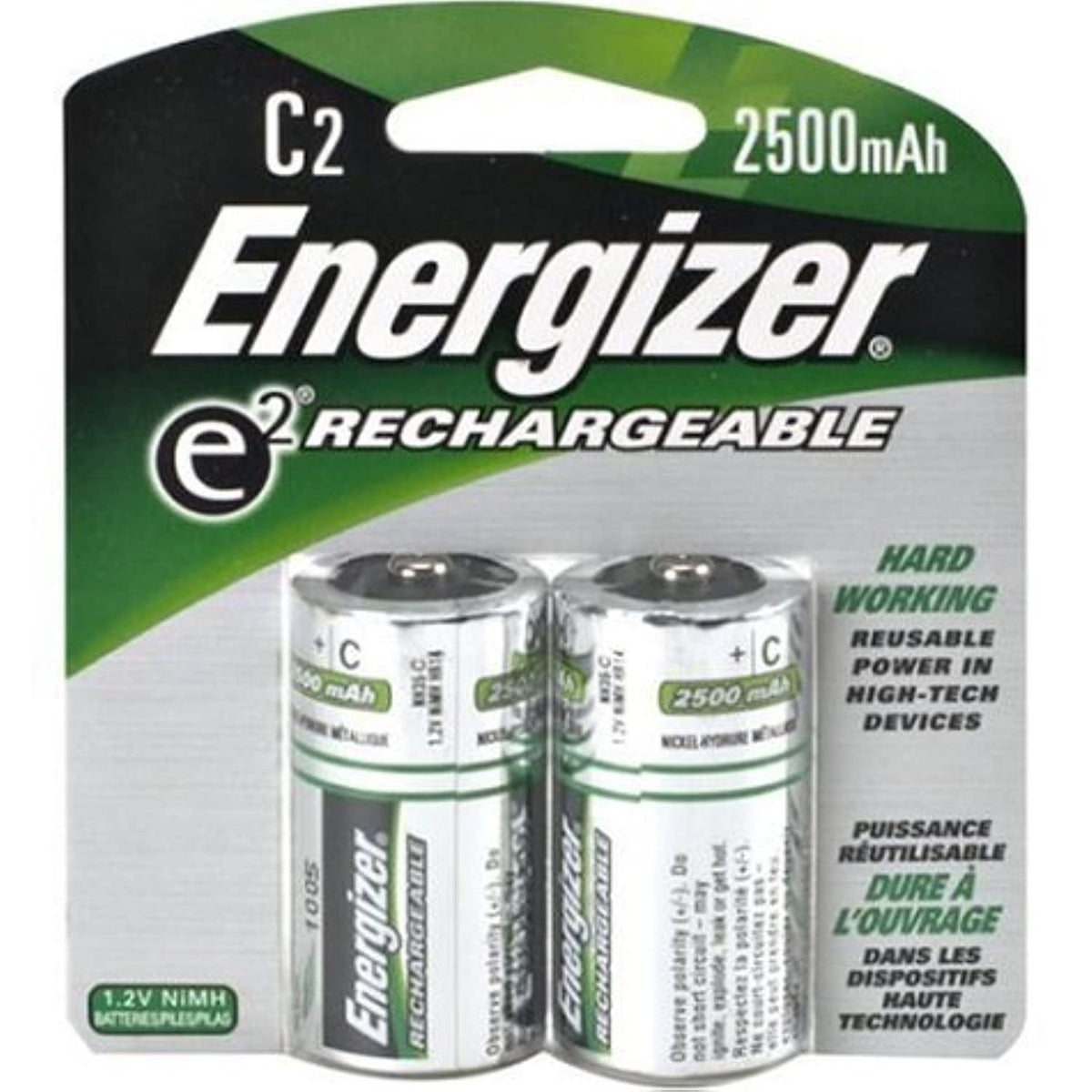 Energizer Recharge Universal C Rechargeable Batteries, 2 Count (Pack Of 2)