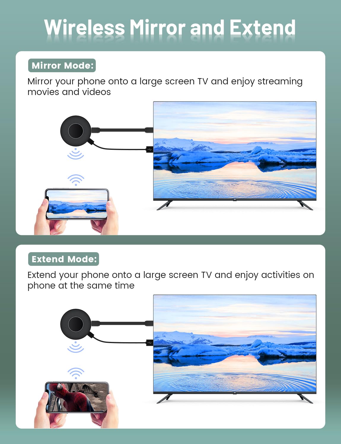 Nohzio Wireless Hdmi Display Dongle Adapter,No Need Any App,No Setup, Streaming Video/Audio From Laptop,Tablet, Pc, Smartphone T
