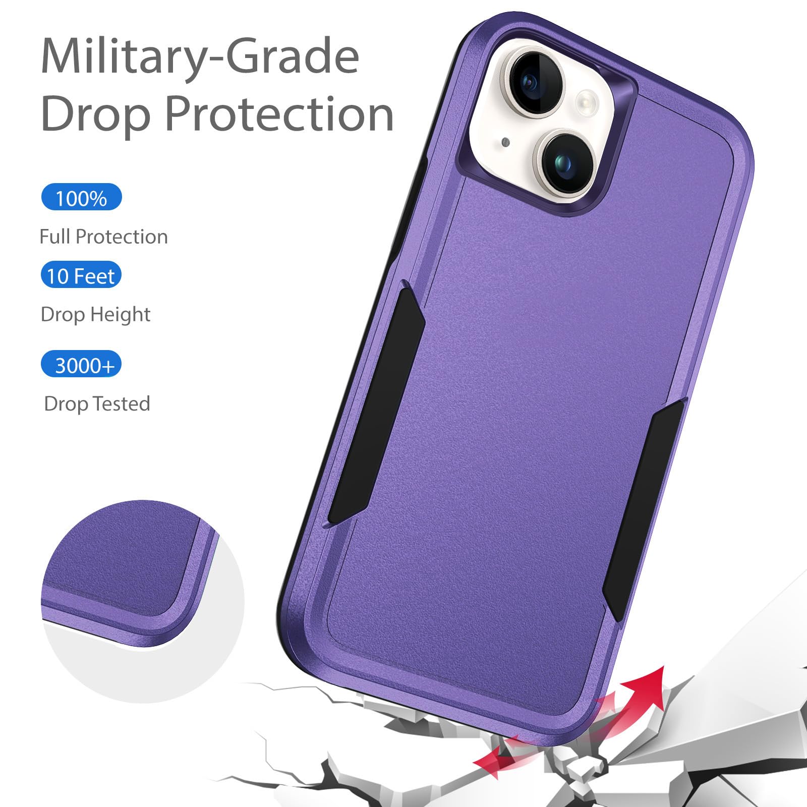 Hsefo Designed For Iphone 13 Case, Heavy Duty Protection Shockproof Dropproof Dustproof Anti Scratch Phone Case Cover For Iphone