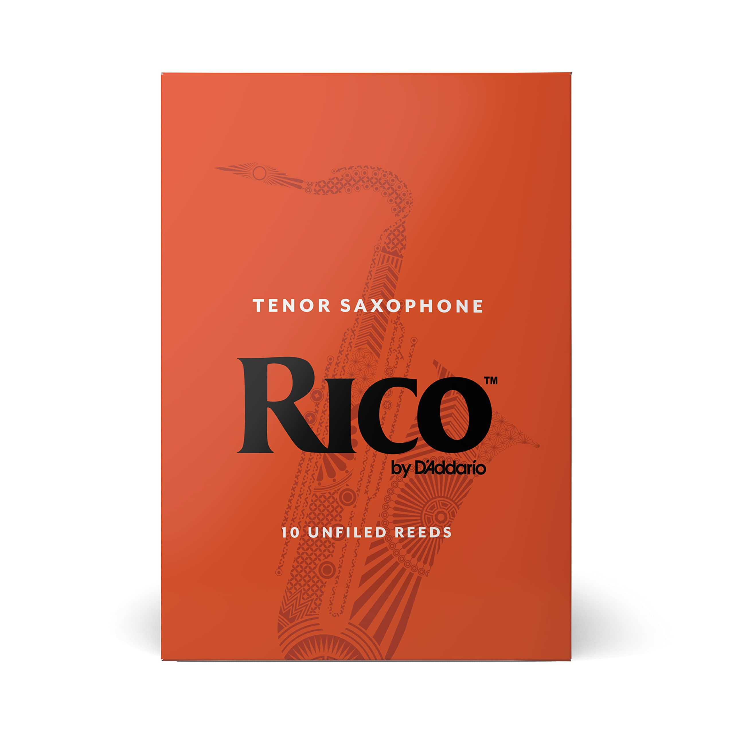 Rico Tenor Saxophone Reeds   Tenor Sax Reeds   Unfiled Cut, Thinner Vamp For Ease Of Play   Strength 4.0 10 Pack