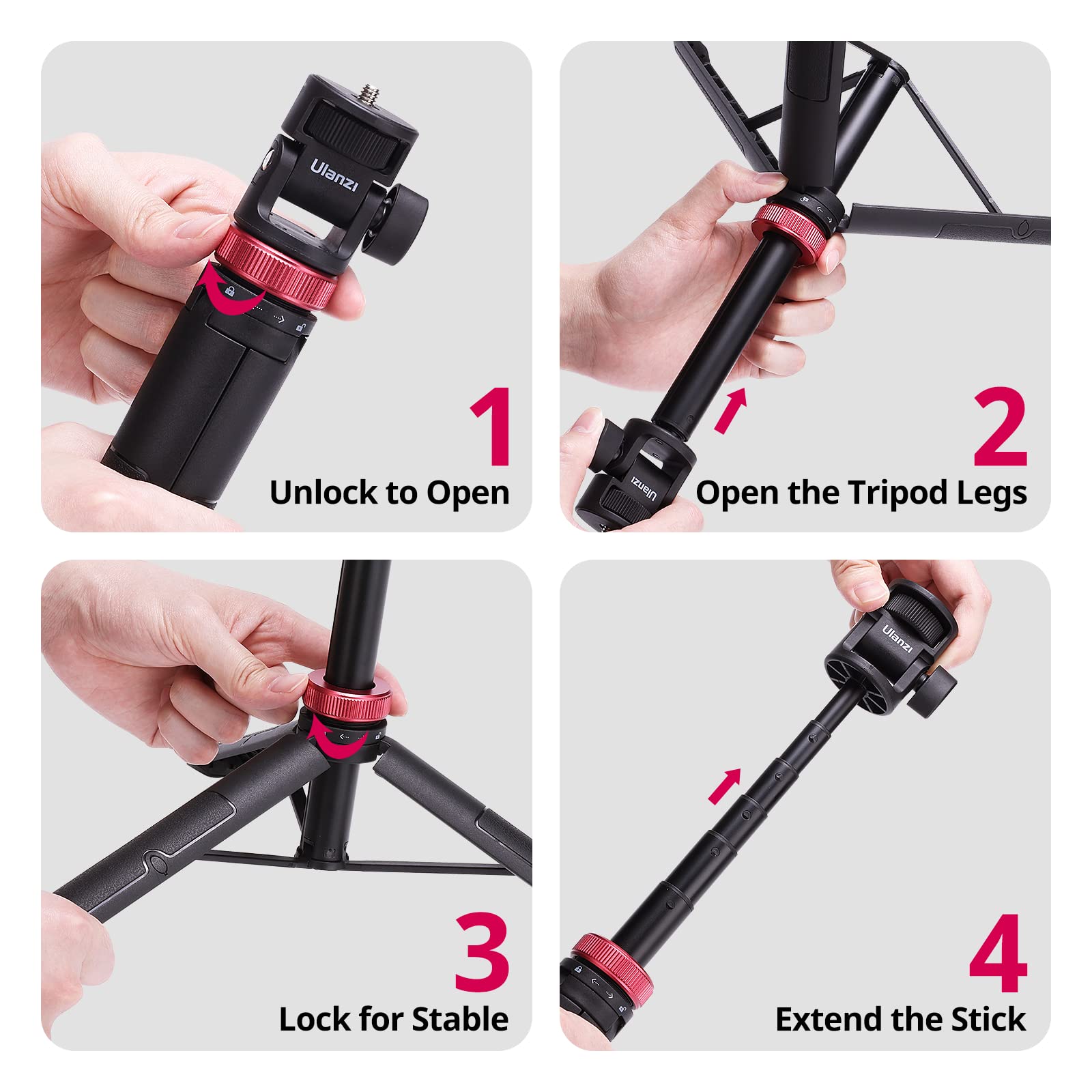 59In Selfie Tripod For Camera   Ulanzi Mt 71 Invisible Long Extendable Selfie Vlog Handle Portable Lightweight Tripod Stand 7 Sections For Action Cameras