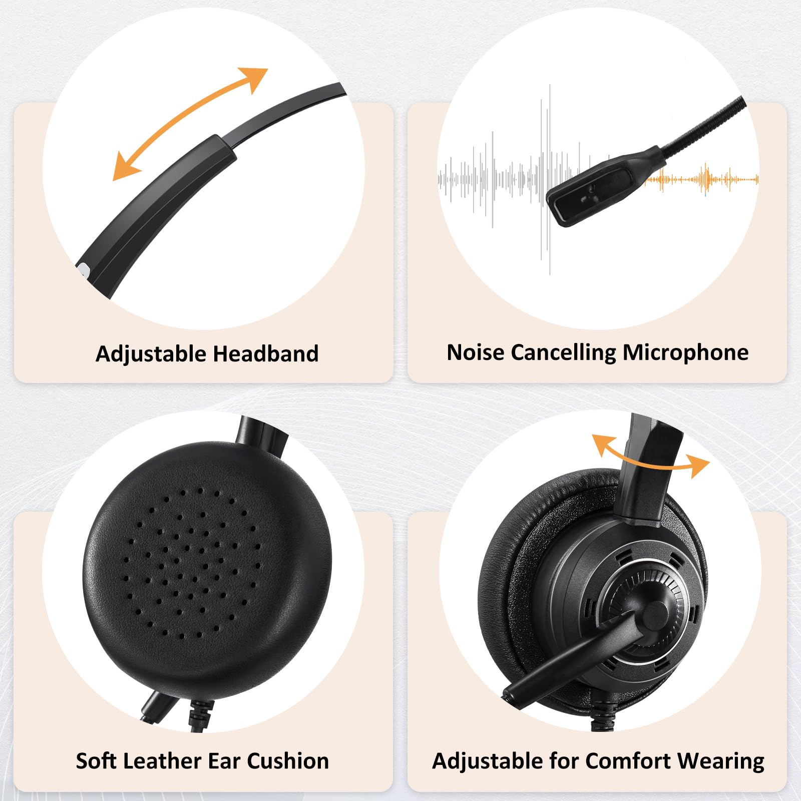 Phone Headset 2.5Mm With Noise Canceling Mic & Volume Control Ultra Comfort Telephone Headset For Panasonic Vtech At&T Uniden Gigaset Cisco Rca Grandstream Cordless Landline Office Phones