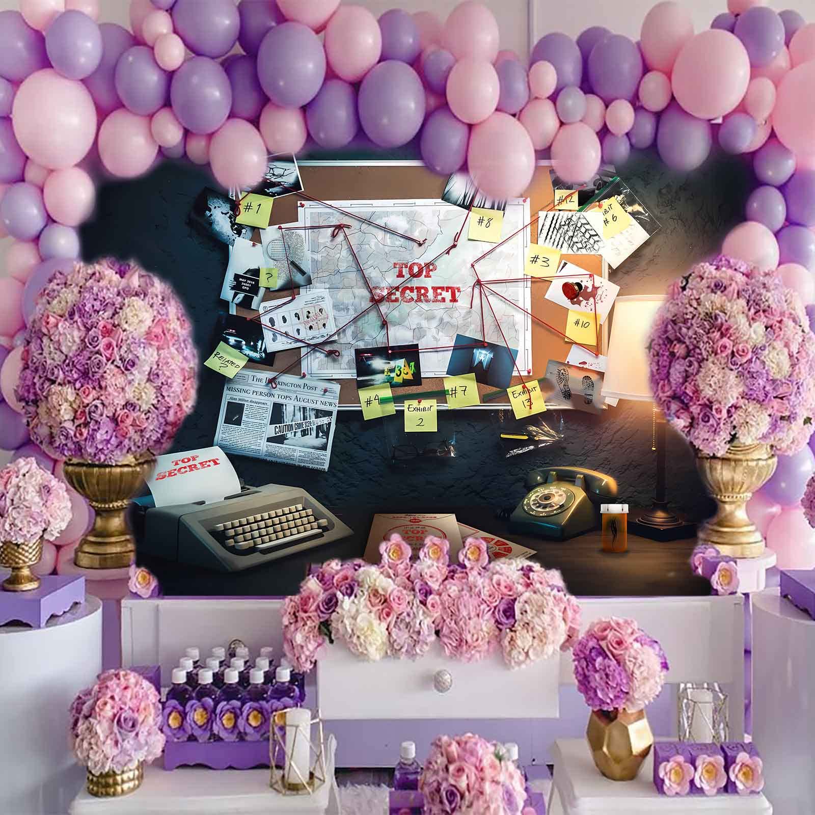 Emdspr Detective Backdrop, 5X3Ft Agent Spy Theme Top Secret Police Office Investigation Photography Background Crime Clue Eviden