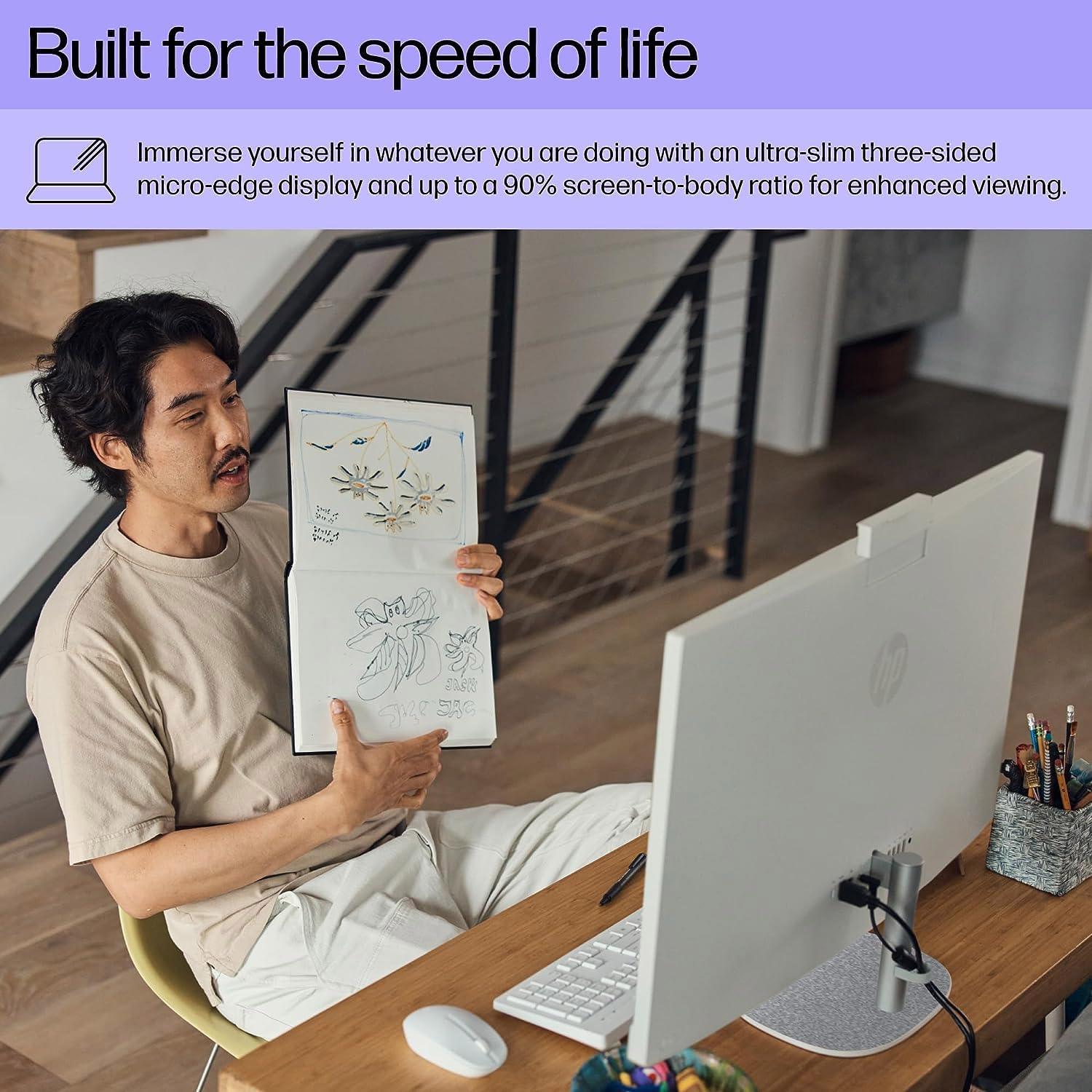 HP 27 Business i7 All in One Desktop, 27' FHD Display, Intel Core i7 1355U, 64GB RAM, 2TB SSD, Wired Keyboard & Mouse, IR Camera, HDMI, RJ45, Wi Fi 6, Windows 11 Pro, White