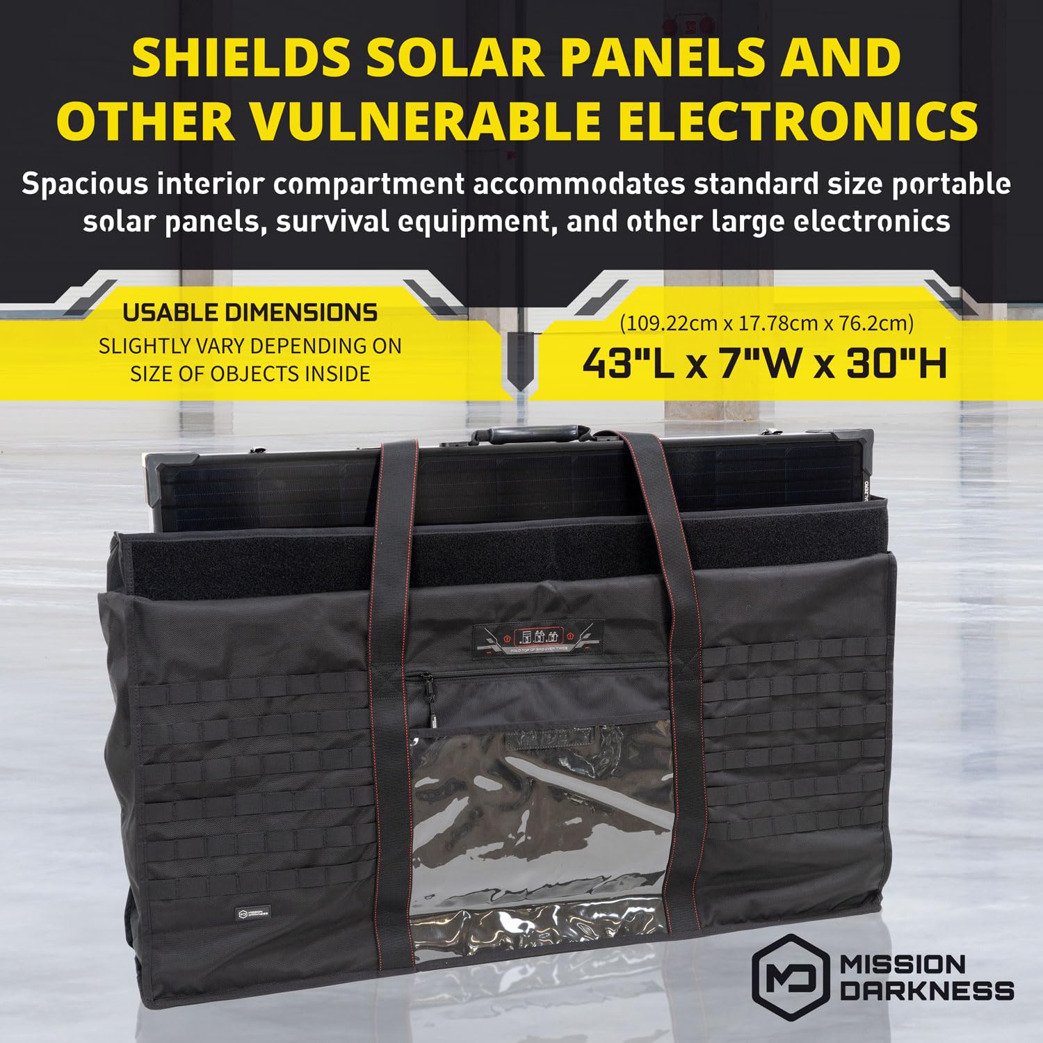 Mission Darkness Eclipse Faraday Bag For Solar Panels & Extra Large Electronics // Military Grade Rf Shielding Case Designed For