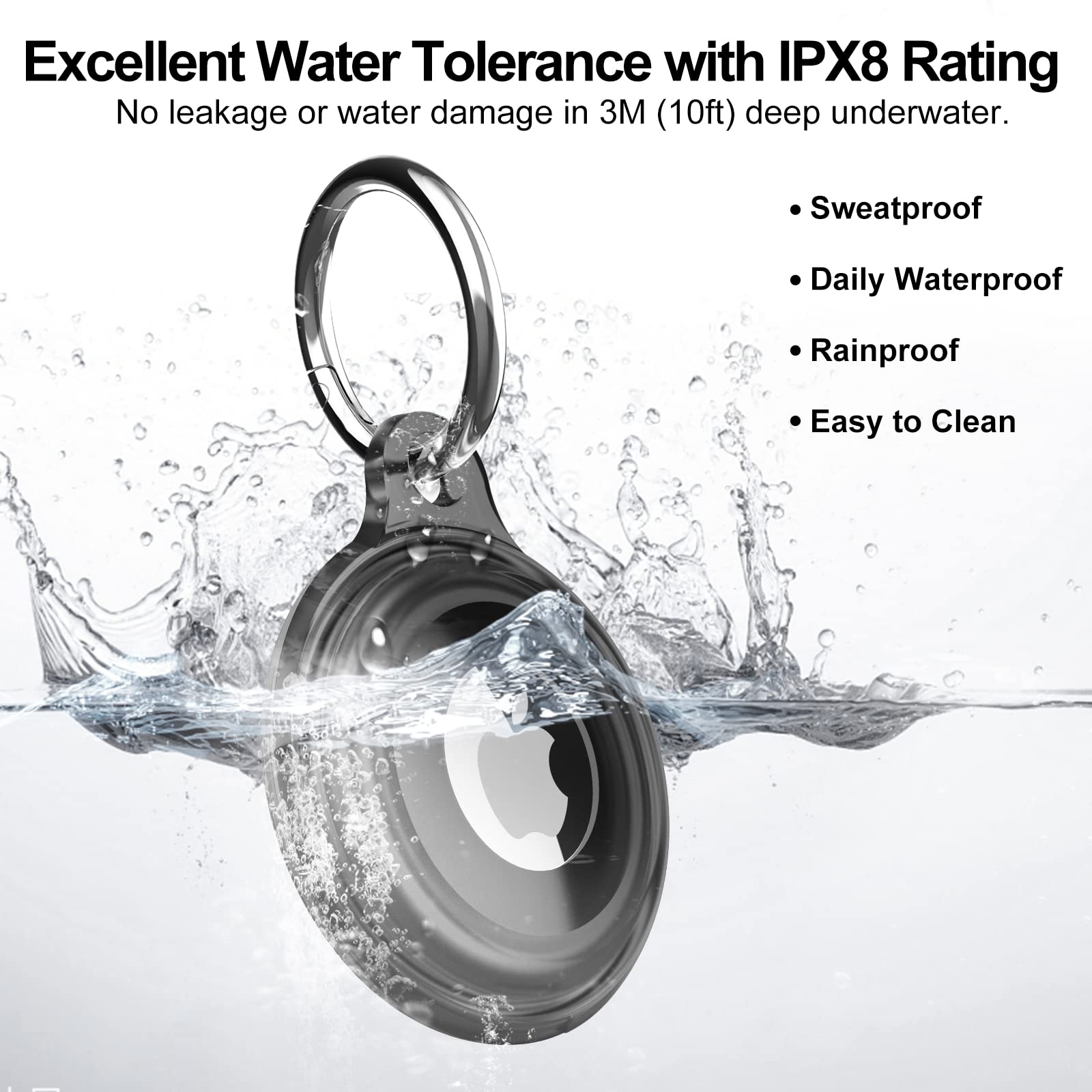 [2 Pack] Airtag Keychain For Apple Air Tag Holder Ipx8 Waterproof 360 Full Body Shockproof Protective Cover Case Scratch Resista
