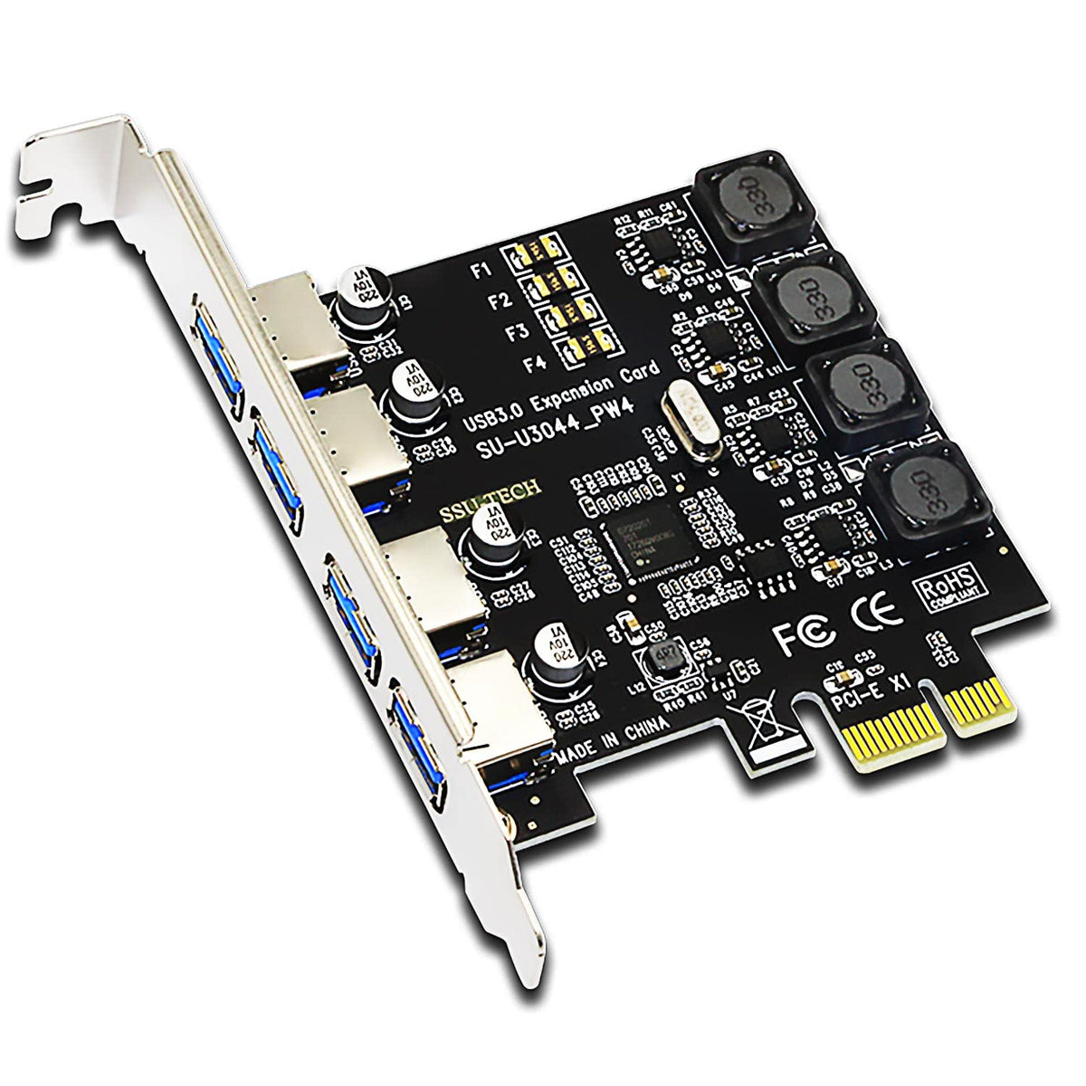 Glotrends U3044 4 Port Usb 3.2 Gen1 5Gbps Pcie Expansion Card, Compatible With Windows And Linux (Not Support Mac Os)
