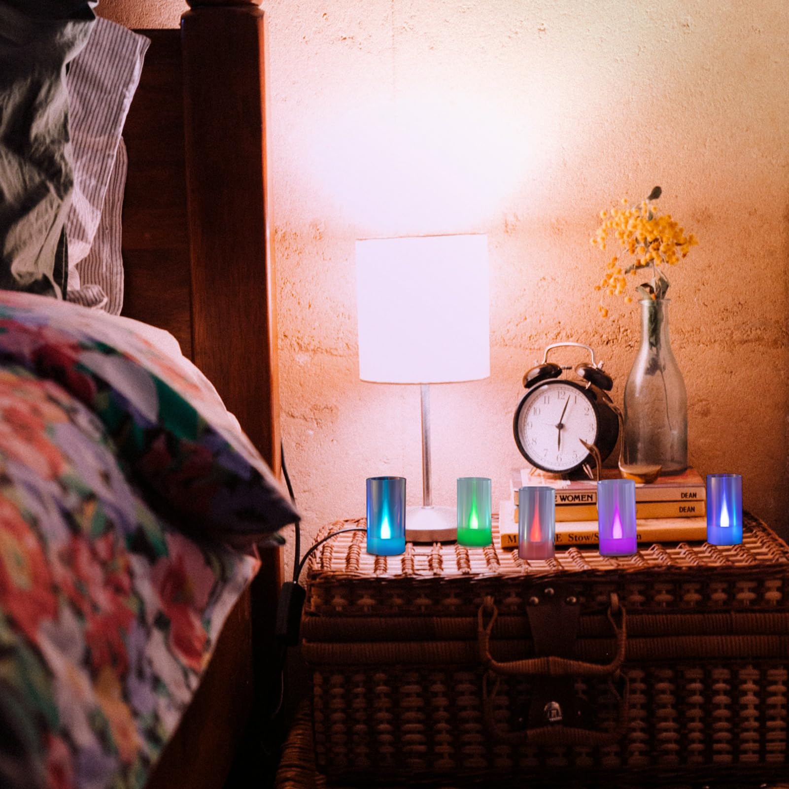 Lanker Flameless Candles, Battery Operated Led Pillar Candles, D1.5 X H3 Inch, Romantic 7 Color Changing Long Flame Effect, Set