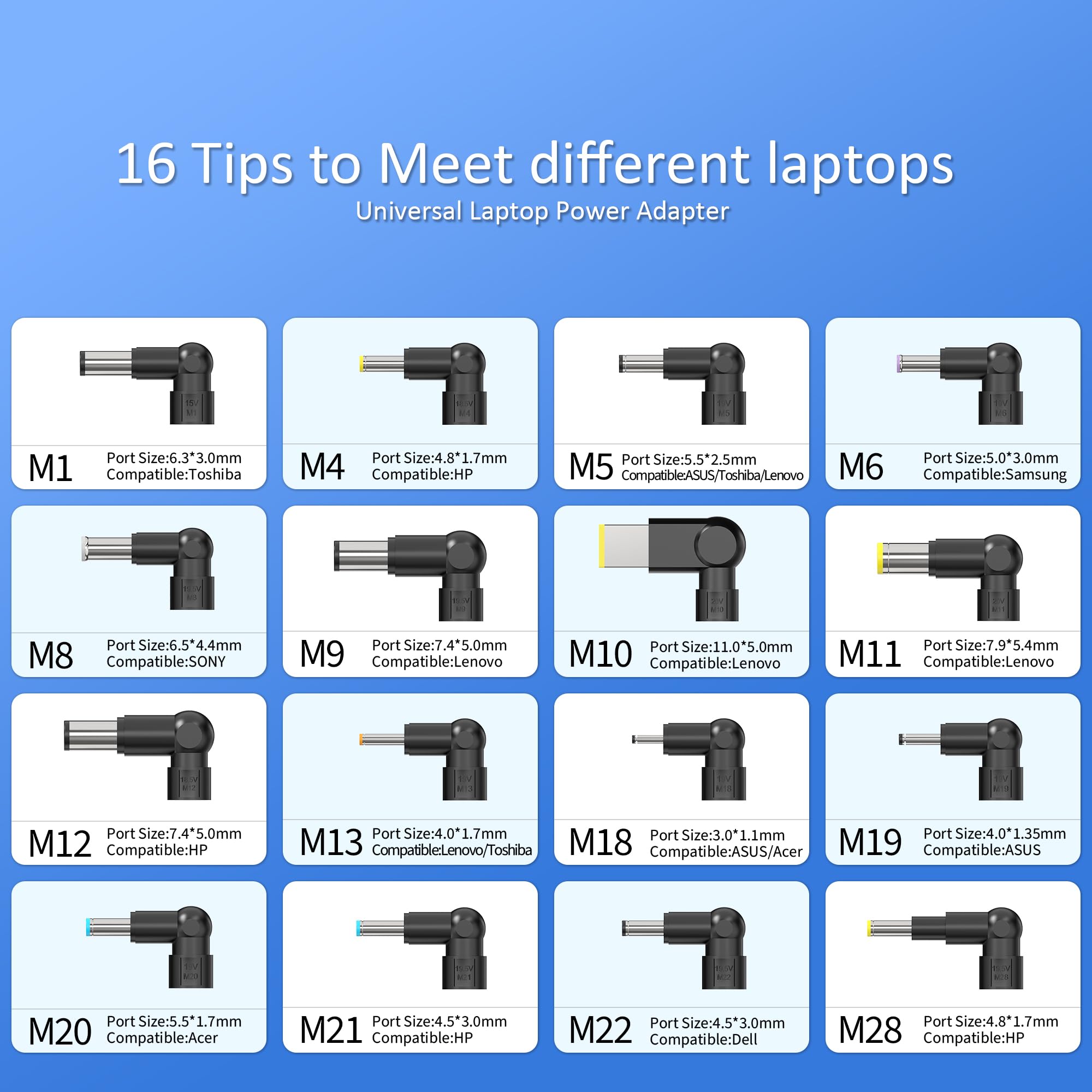 Universal Ac Adapter 90W Laptop Charger Compatible With Lenovo Hp Dell Asus Acer Samsung Gateway Notebook Ultrabook Chromebook Pavilion Elitebook Inspiron Latitude Thinkpad And More With 16 Tips?