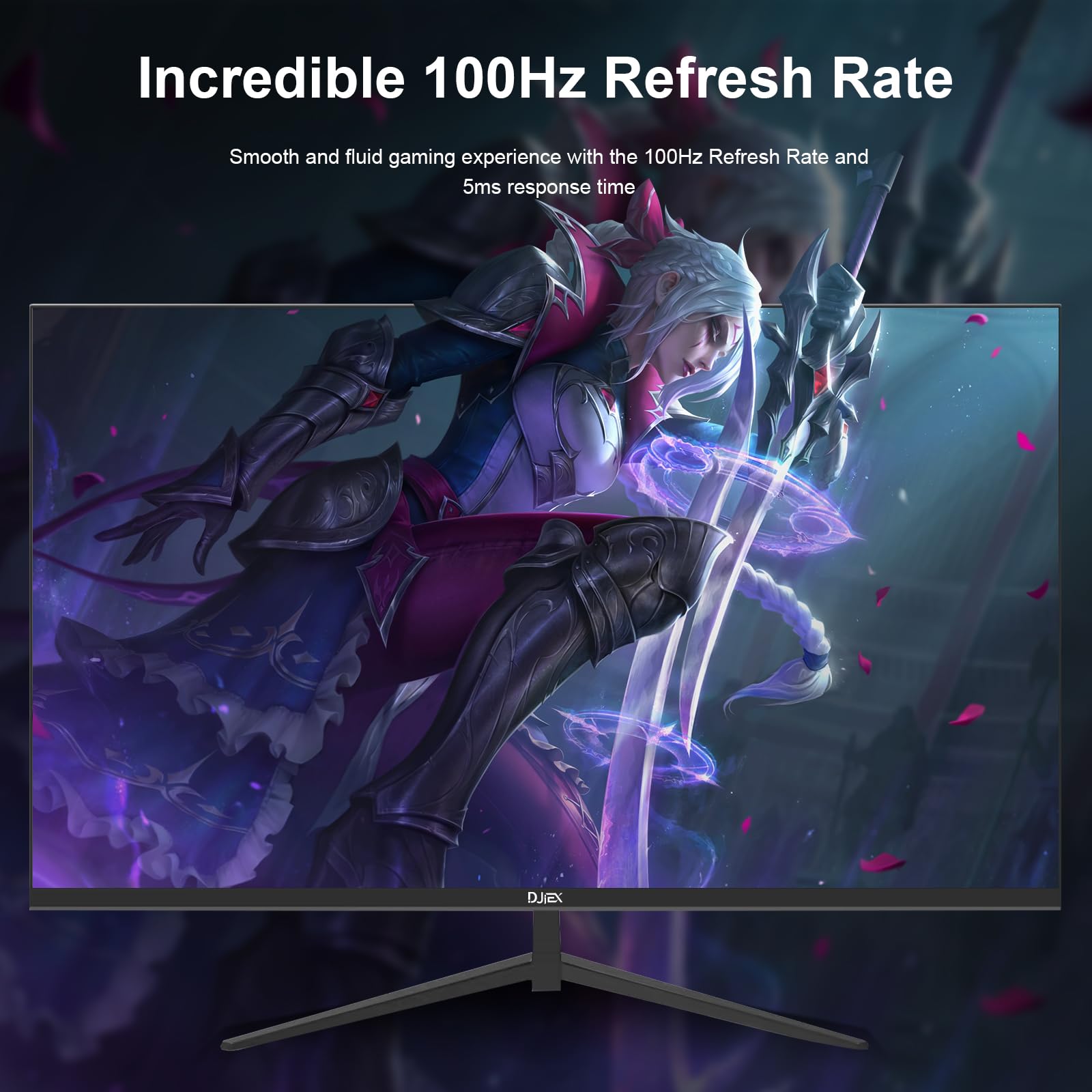 Djiex 27 Inch Gaming Monitor 100Hz Full Hd 1920 X 1080P Computer Monitor Built-In Speakers With Hdmi Interface Eye Care Frameles