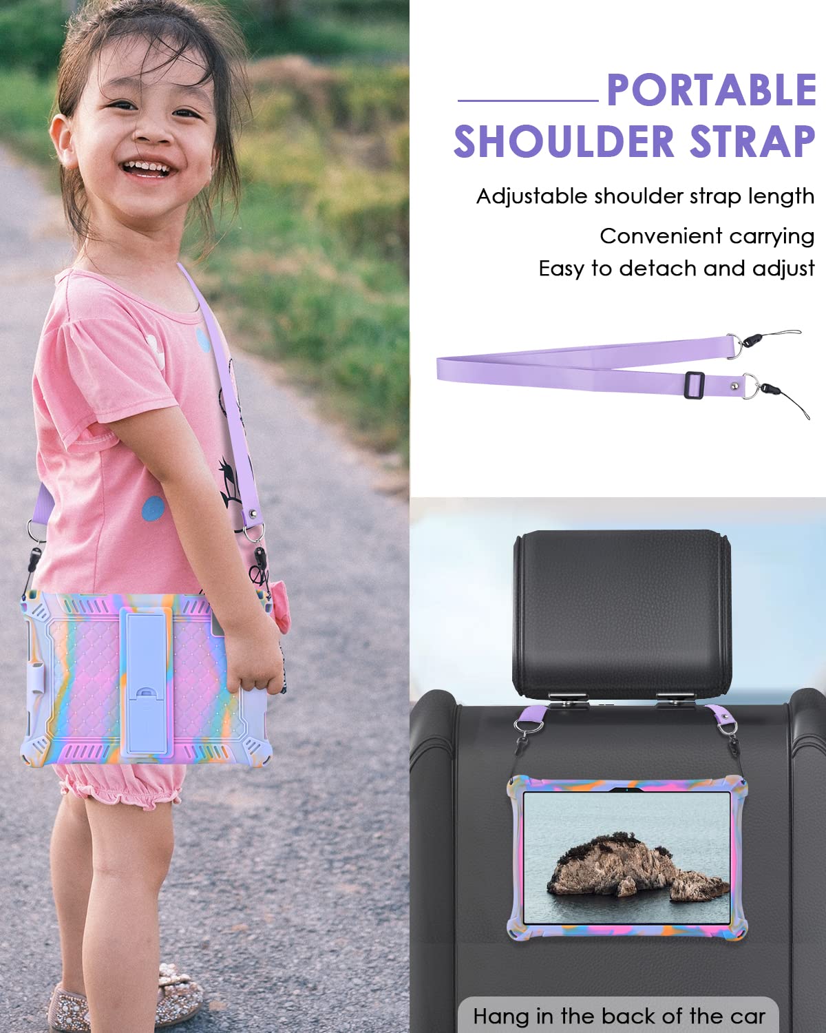 Detuosi Okaysea 10.1 Inch Silicone Tablet Case With Stylus Pen & Shoulder Strap, Moderness 10.1'' Case, Soft Portable Protective