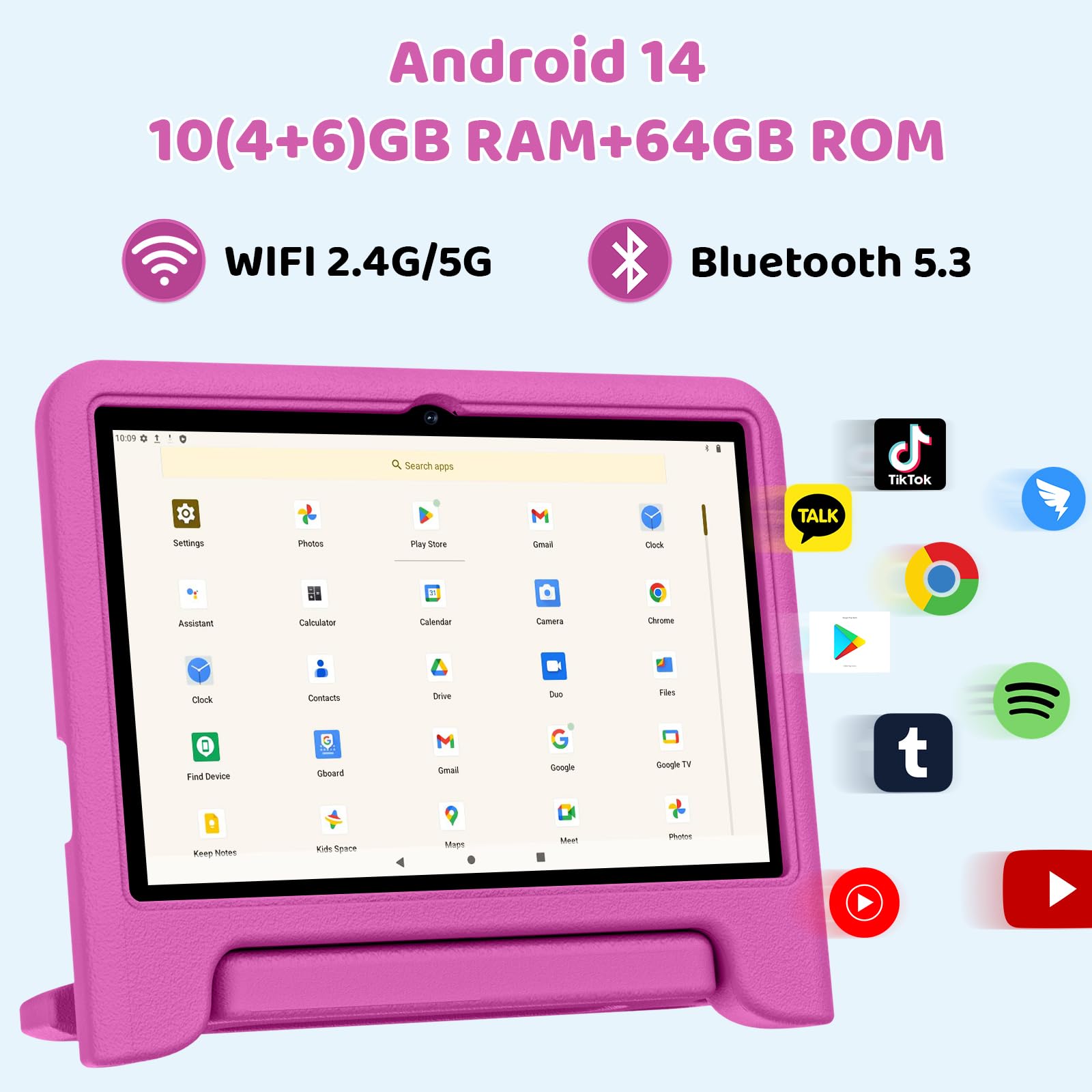 2024 Newest Android 14 Tablet, 10Inch Kids Tablet , Octa Core Cpu, 10Gb+64Gb+1Tb Expand Tablets For Kids With Kids Space, Parent