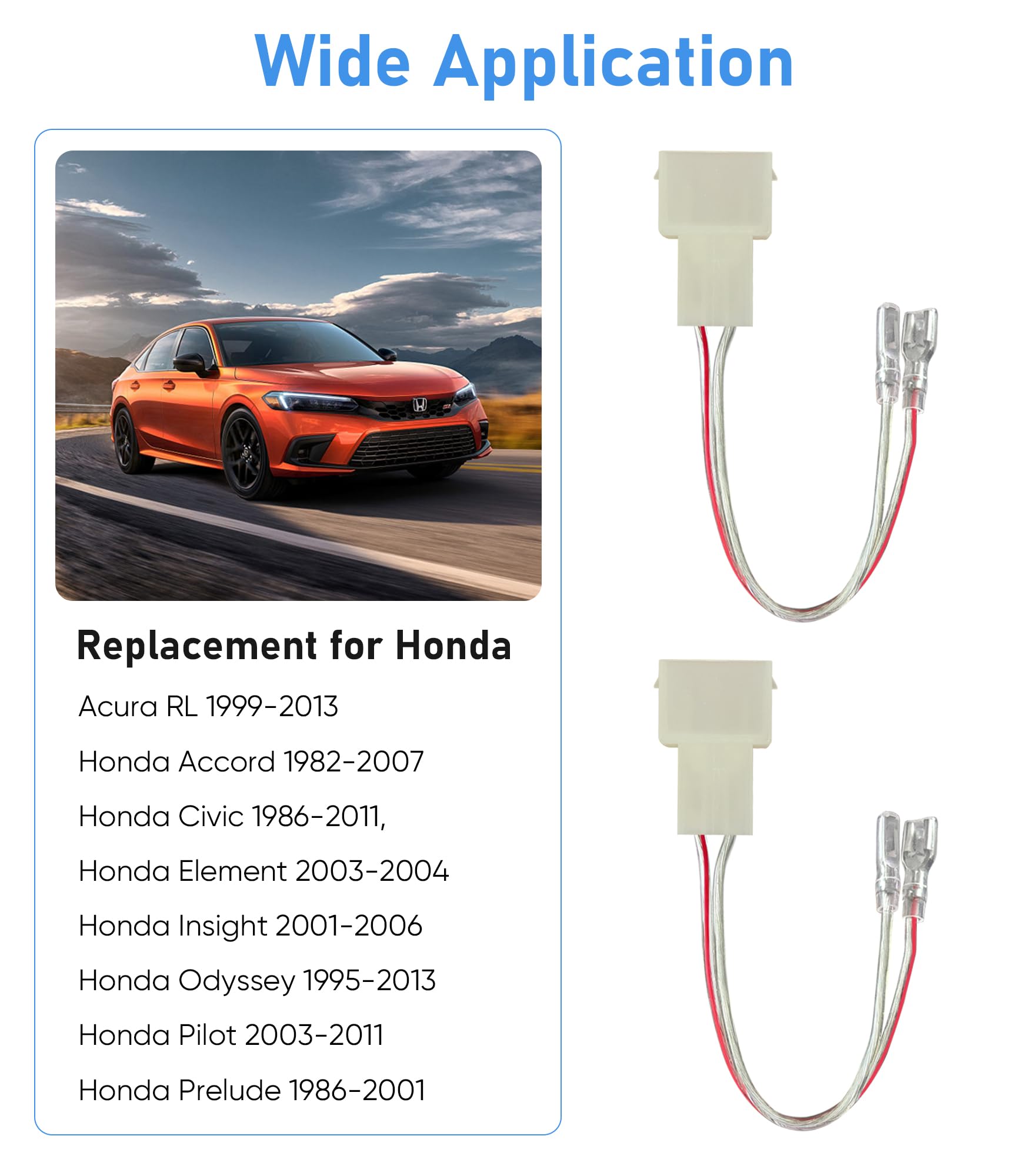 Car Front Rear Door Speaker Wiring Harness Connector Plug Replacement For Honda 1986 2019 Civic Accord Odyssey,Acura 1986 2010 I