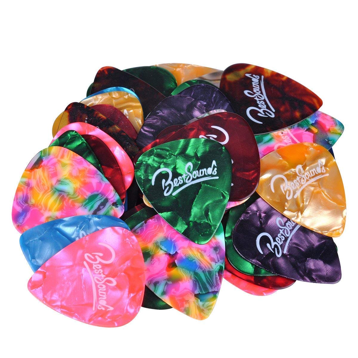 48Pcs Guitar Picks, [Thin/ Medium/ Heavy] Variety Pack Celluloid Pearl Guitar Picks For Acoustic, Electric Or Bass Guitars 0.46