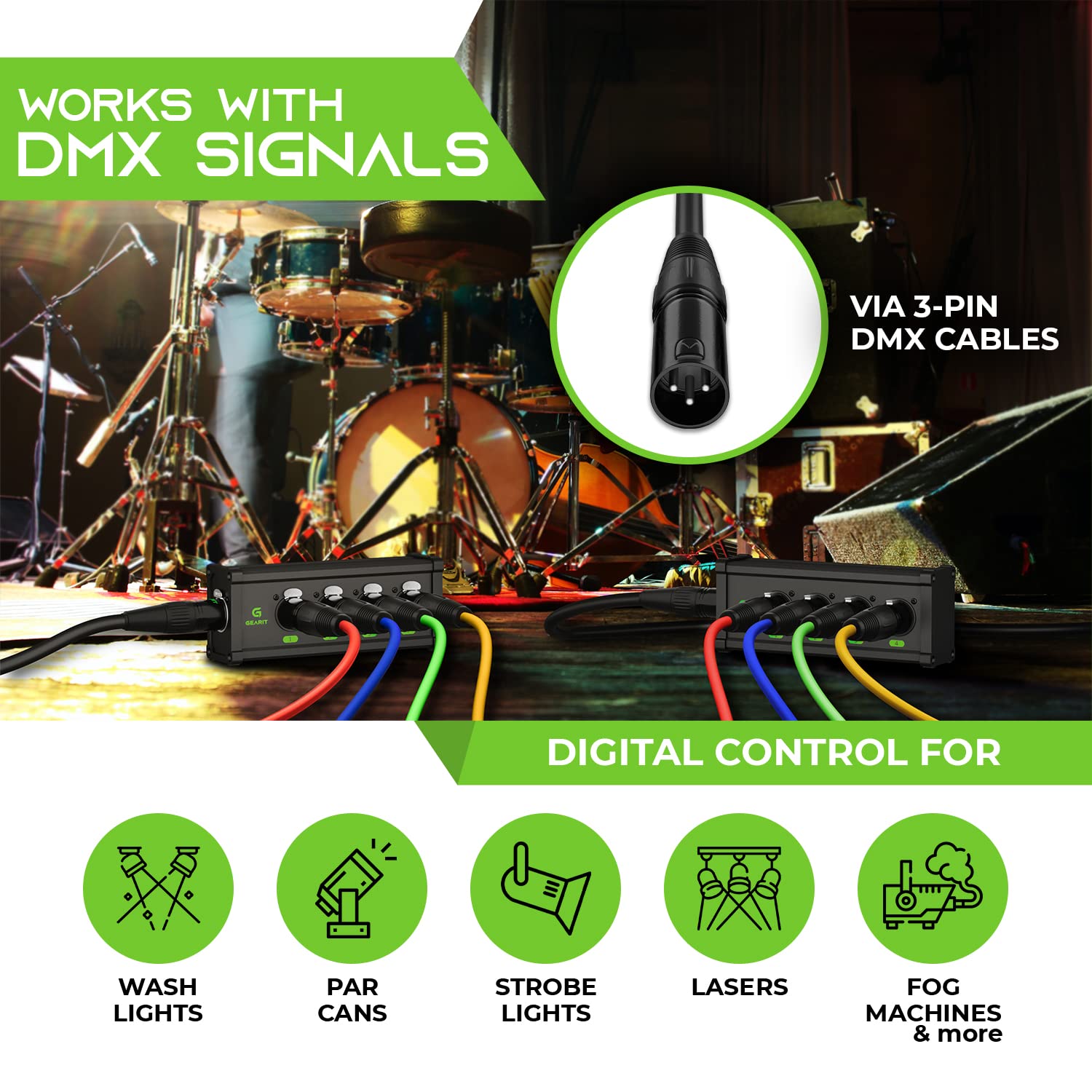 Gearit 4 Channel Multi Network 3 Pin Xlr/Dmx/Aes Ebu To Ethercon Compatible Rj45 Cat5/Cat6 Ethernet Extender For Live Stage, Sou