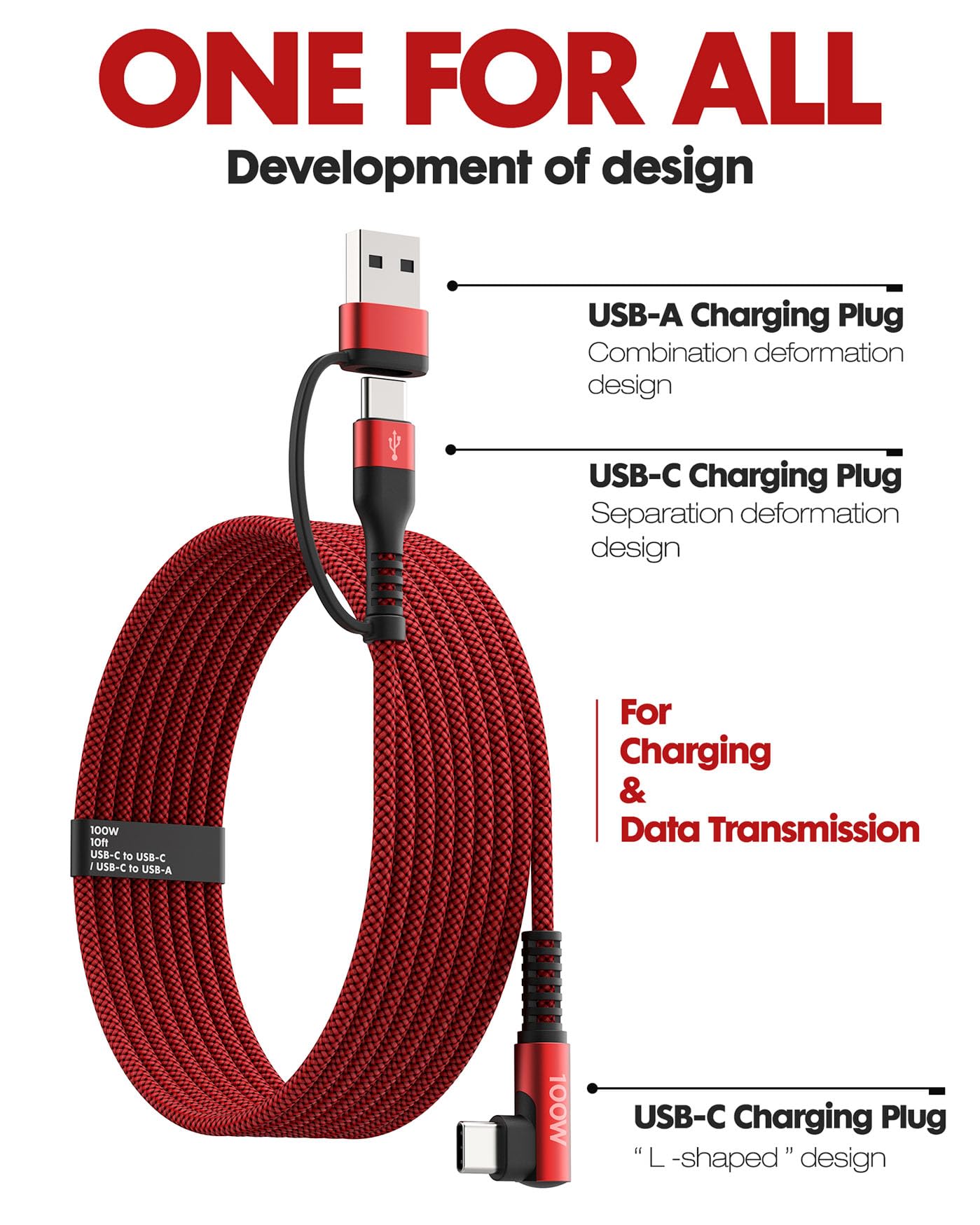 100W Fast Usb C Charger Cable Right Angle, 100W 2 Pack 6 Ft Usb C To Usb C Cable, 90 Degree Type C Braided Charging Cord, For Ip