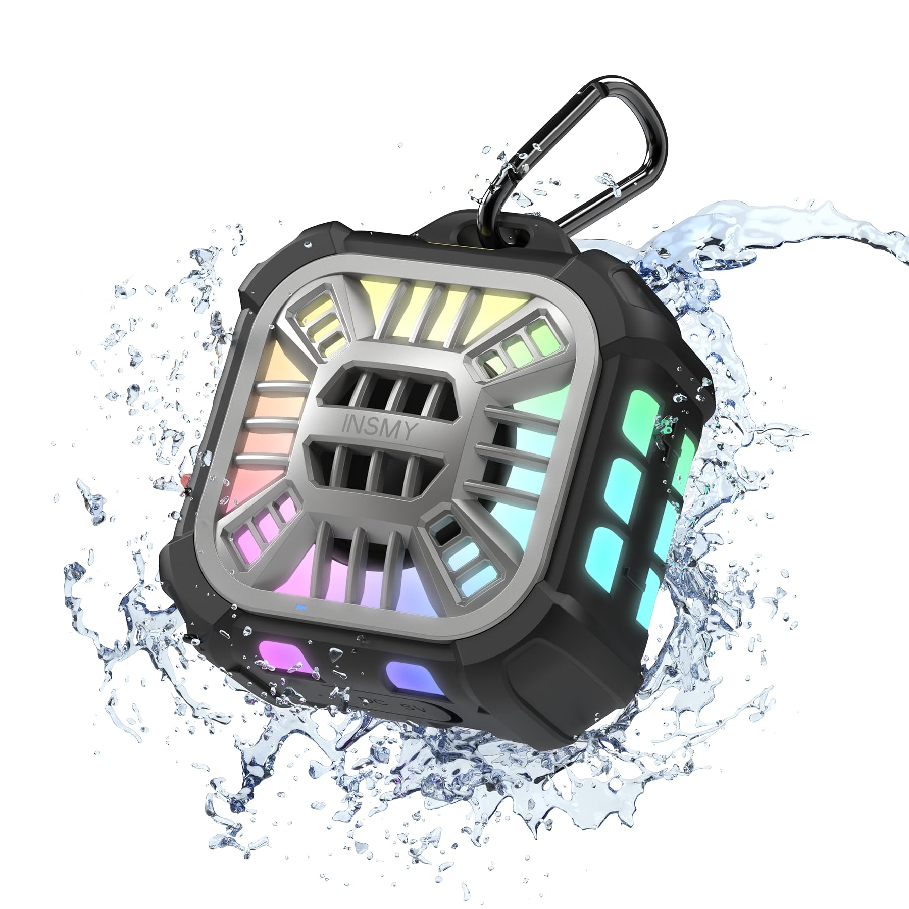 Insmy Shower Bluetooth Speaker, Ip67 Waterproof Portable Small Wireless Link Over 100+ Speakers, Big Volume Booming Bass, 24H Playtime/Floatable/Rgb Lights For Outdoor/Kayak/Beach/Golf (Black)