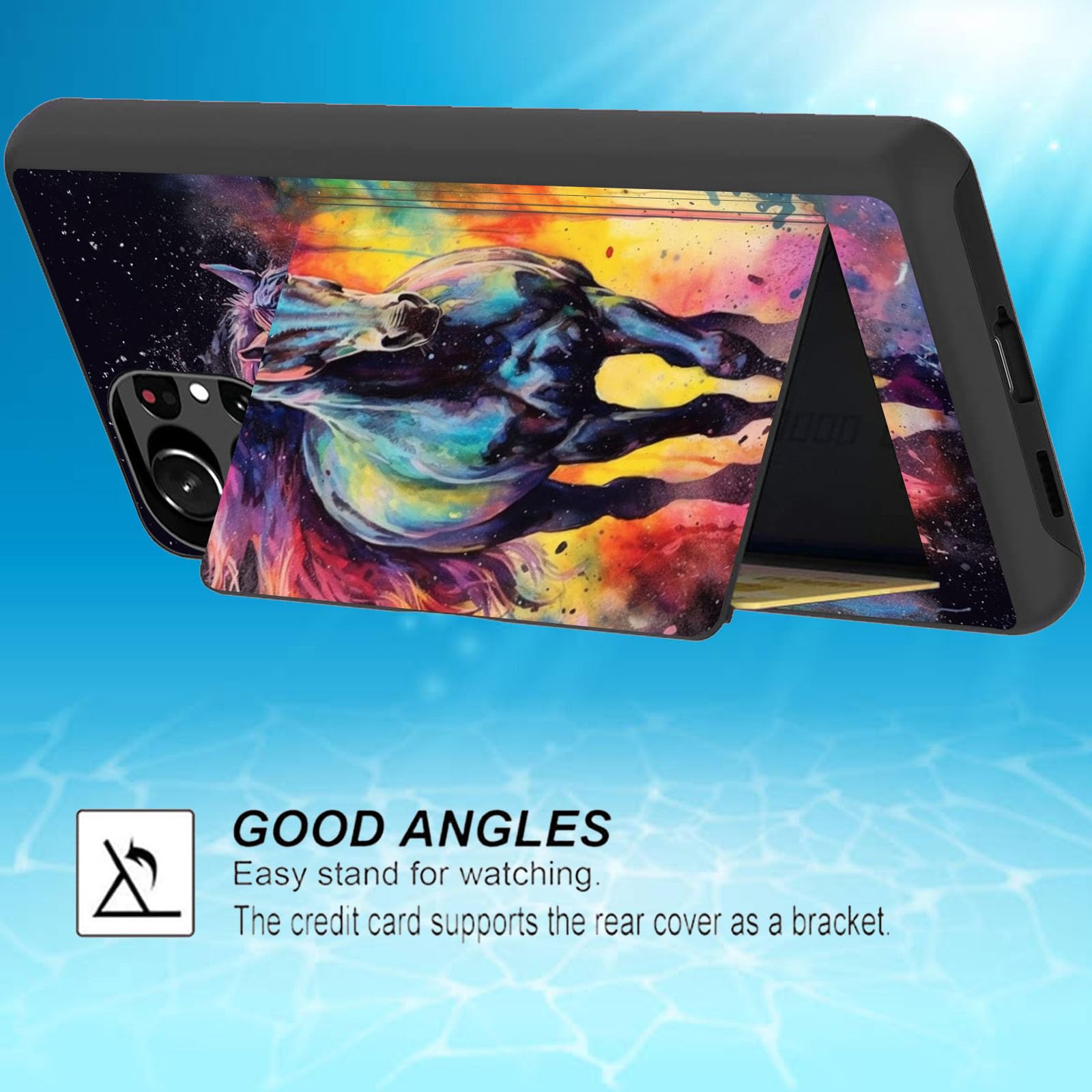 Fgdrfgrw Designed For Galaxy S24 Ultra Card Holder Credit Card Wallets Case,Dual Layer Hybrid Shockproof Drop Protection With Ki