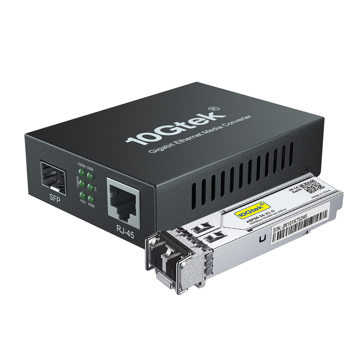 Gigabit Ethernet Media Converter, Multimode Dual Lc Fiber To Ethernet Rj45 Converter For 10/100/1000Base Tx To 1000Base Sx(With