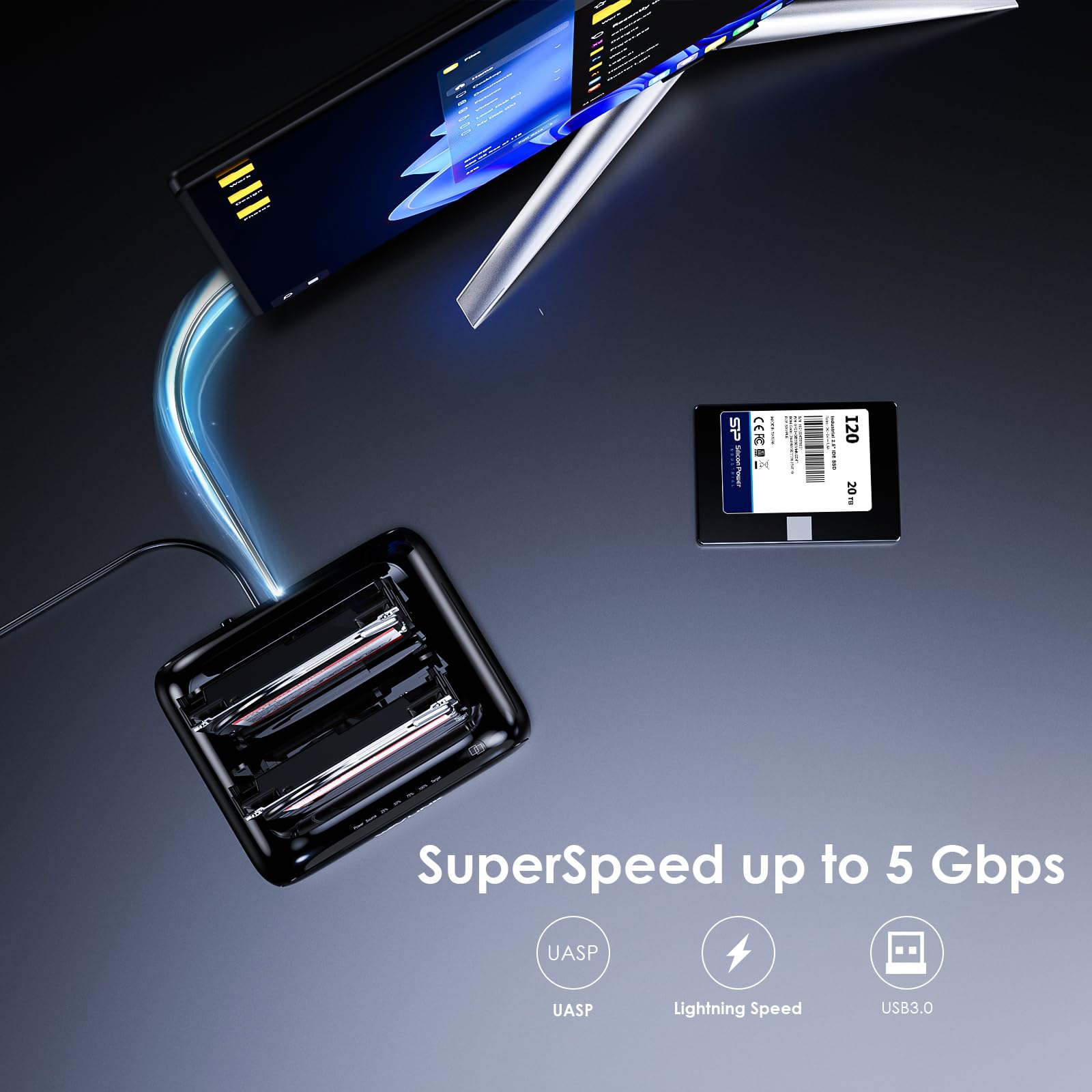 Wavlink Dual Bay Hard Drive Docking Station   Usb 3.0 To Sata I/Ii/Iii For 2.5'' & 3.5'' Hdd/Ssd With Fixed Bezel, Supports Offl