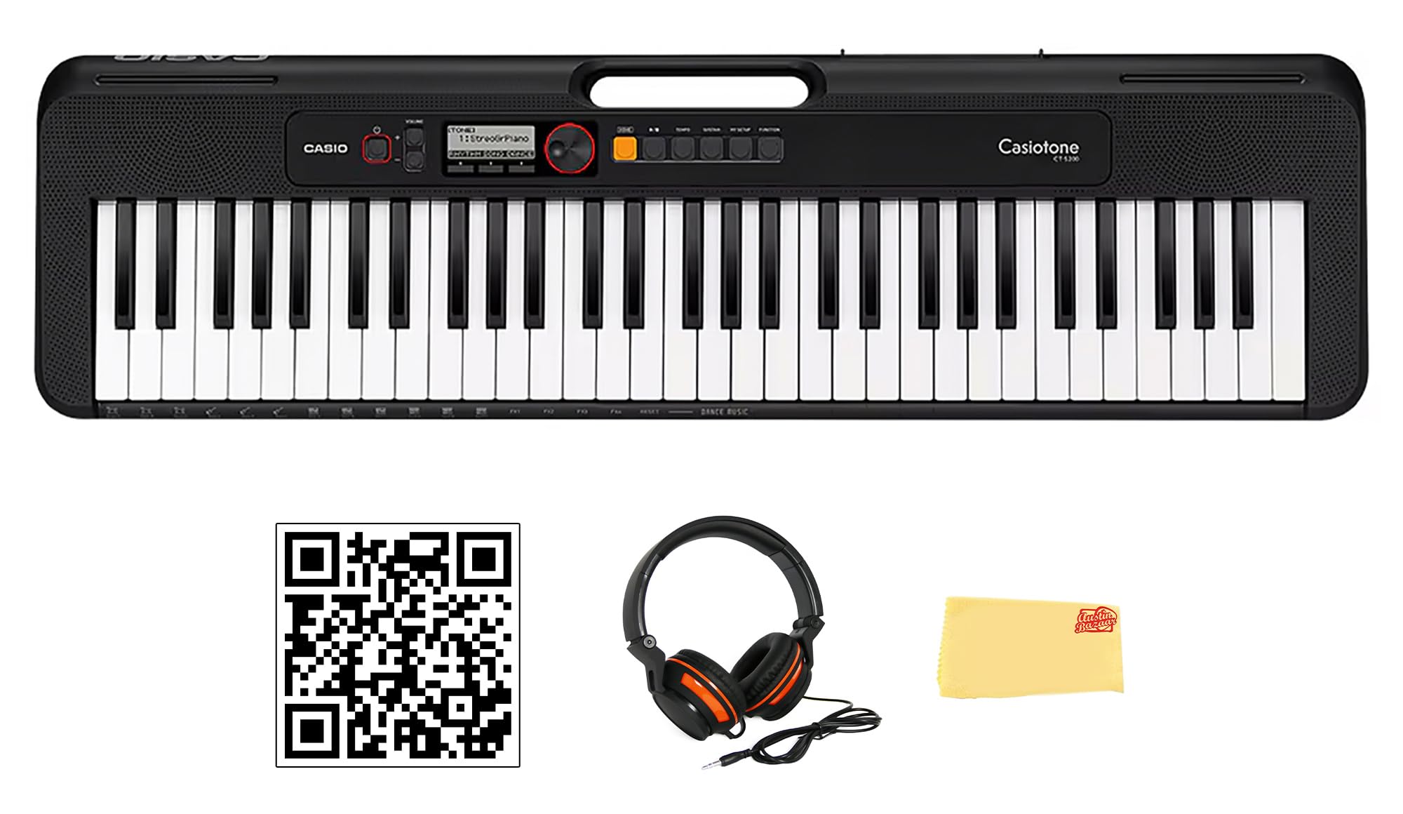 Casio Casiotone Ct S200Bk 61 Key Portable Keyboard   Black Bundle With Headphones, Austin Bazaar Instructional Video And Polishi