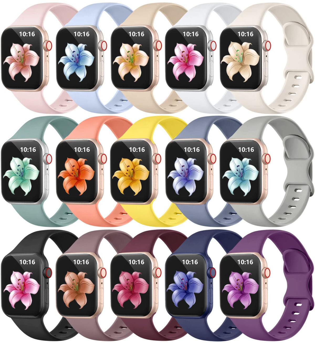 Geak 15 Pack Compatible With Apple Watch Bands 40Mm 38Mm 44Mm 42Mm 41Mm 45Mm 49Mm For Women, Silicone Sport Replacement Strap Co