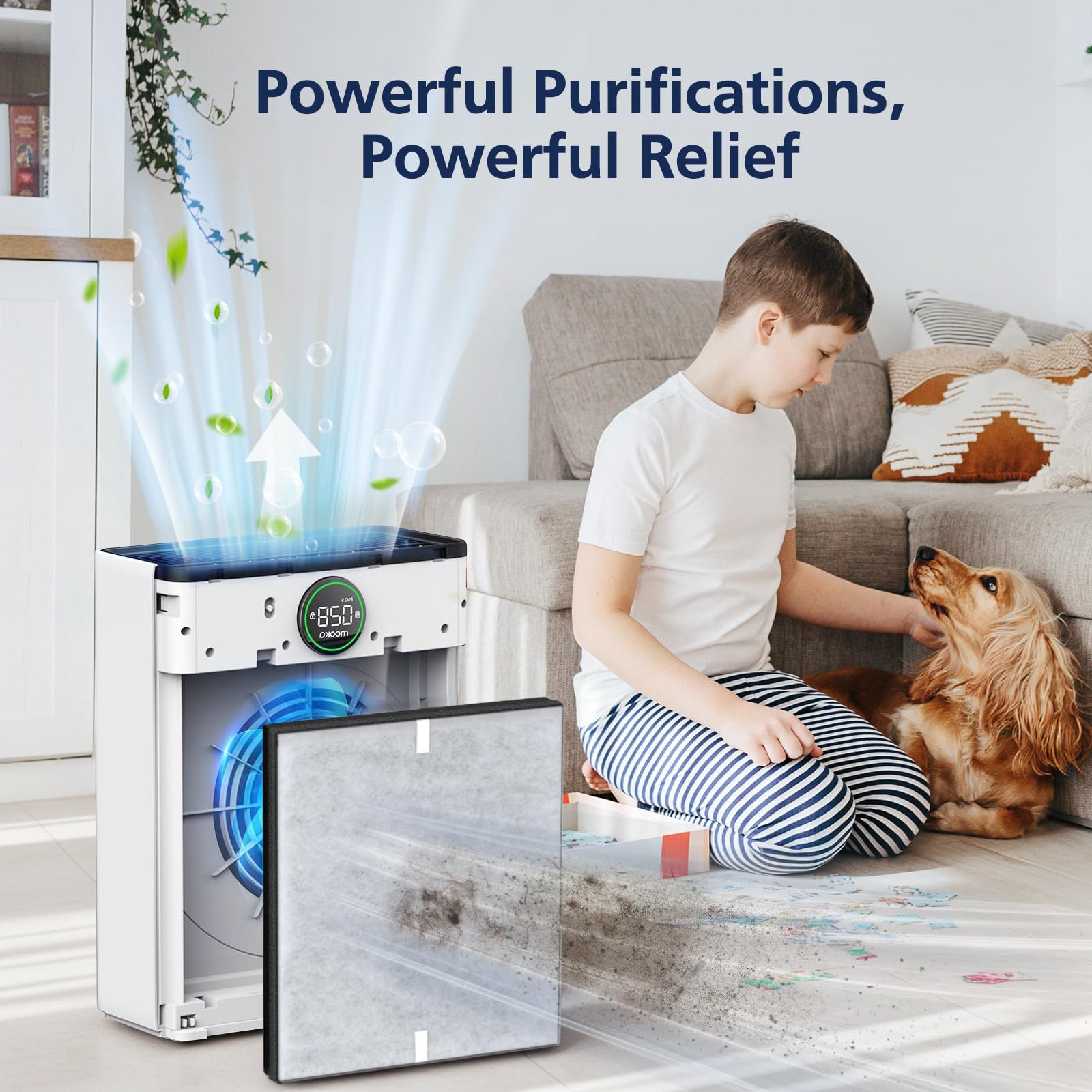 Pr1 Replacement Filter For Mooka Model Pr1 Air Purifier For Pets Smoke Pollen Home, 3 In 1 H13 True Hepa Activated Carbon, Inclu