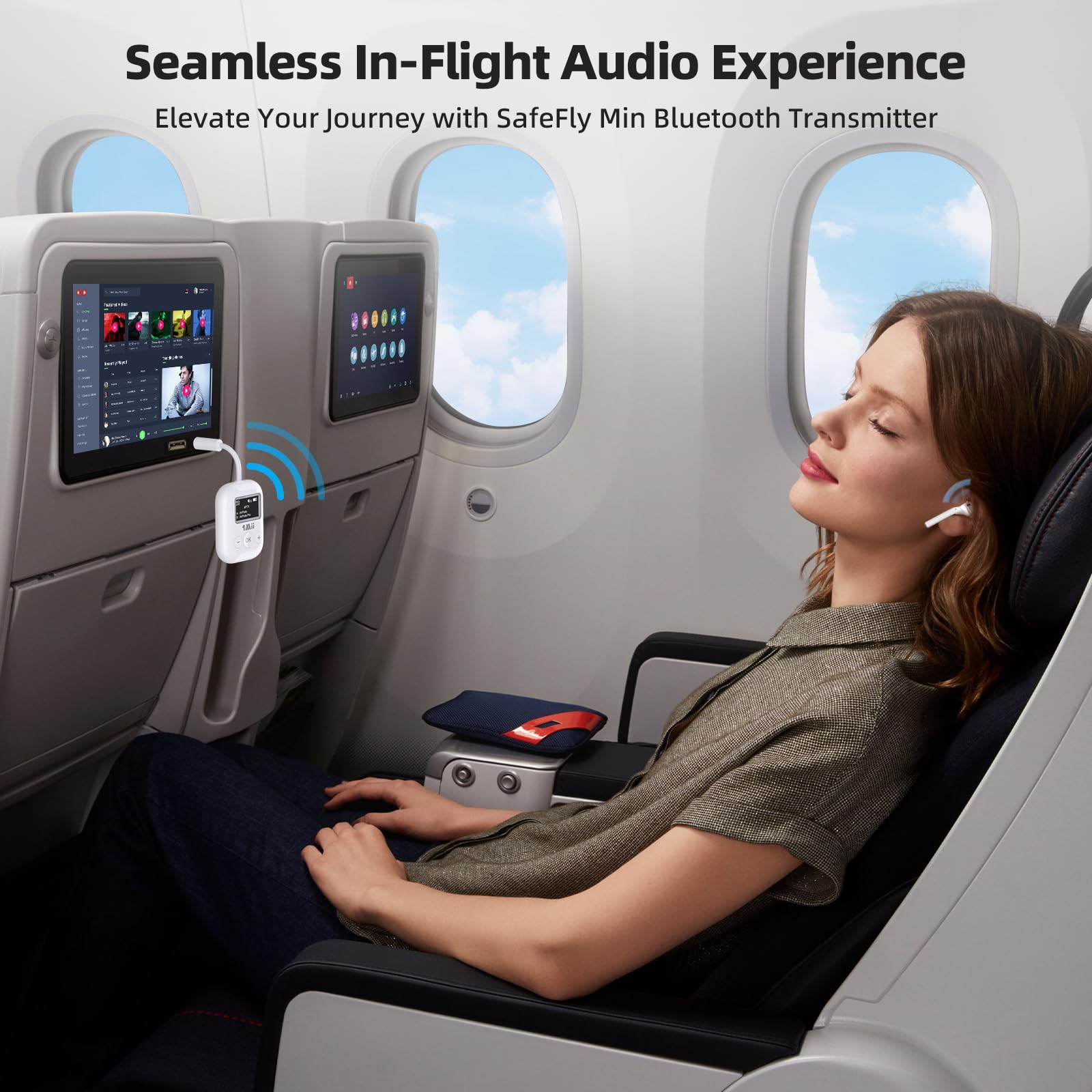 1Mii Airplane Bluetooth 5.3 Transmitter For All Headphones   Bluetooth Adapter For Tv   Dual Connection   Aptx Low Latency   Fly
