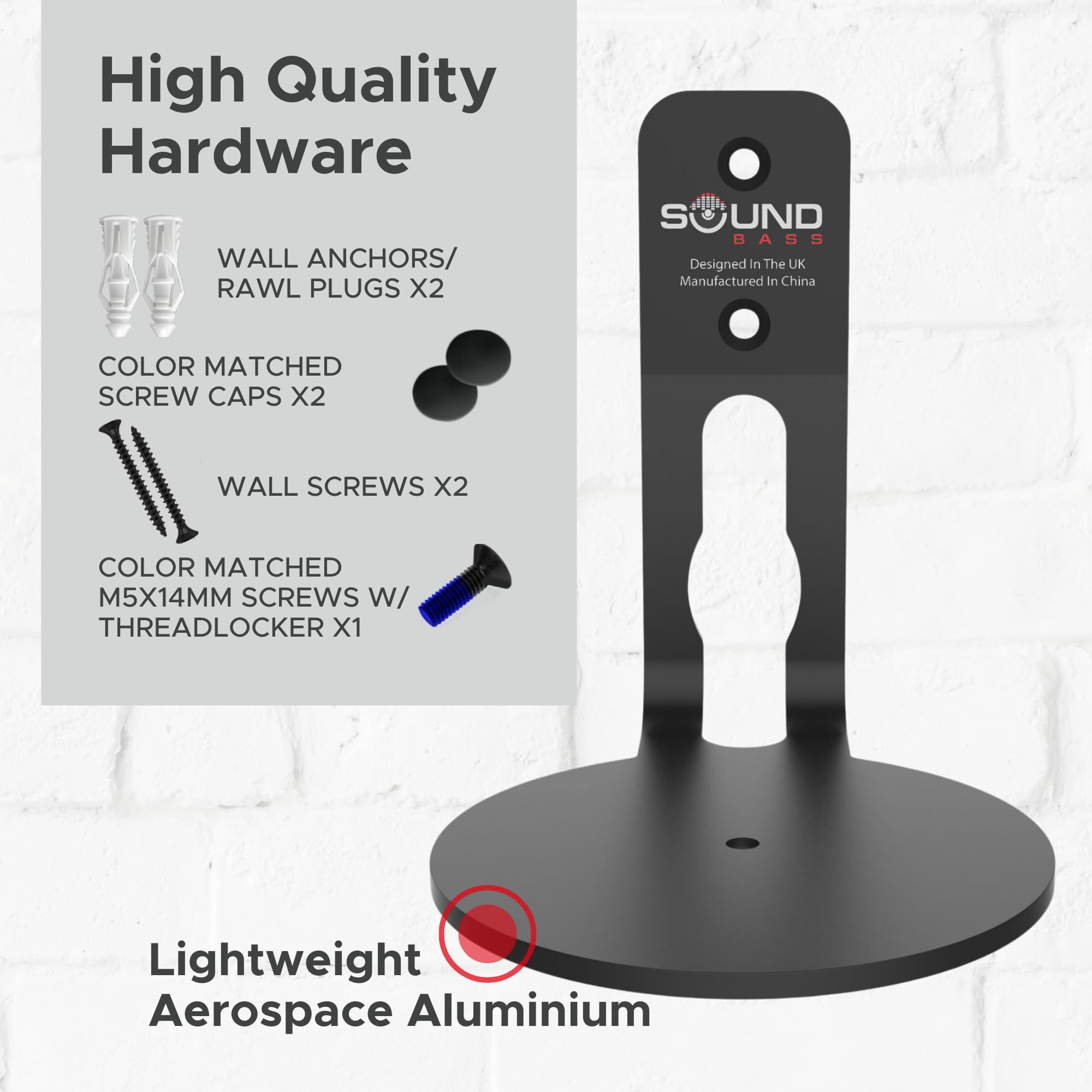 Era100 Wall Mount Bracket, Low Profile, Black, Twin Pack, Compatible With Sonos Era 100 Speaker, Complete With All Fixing Hardwa