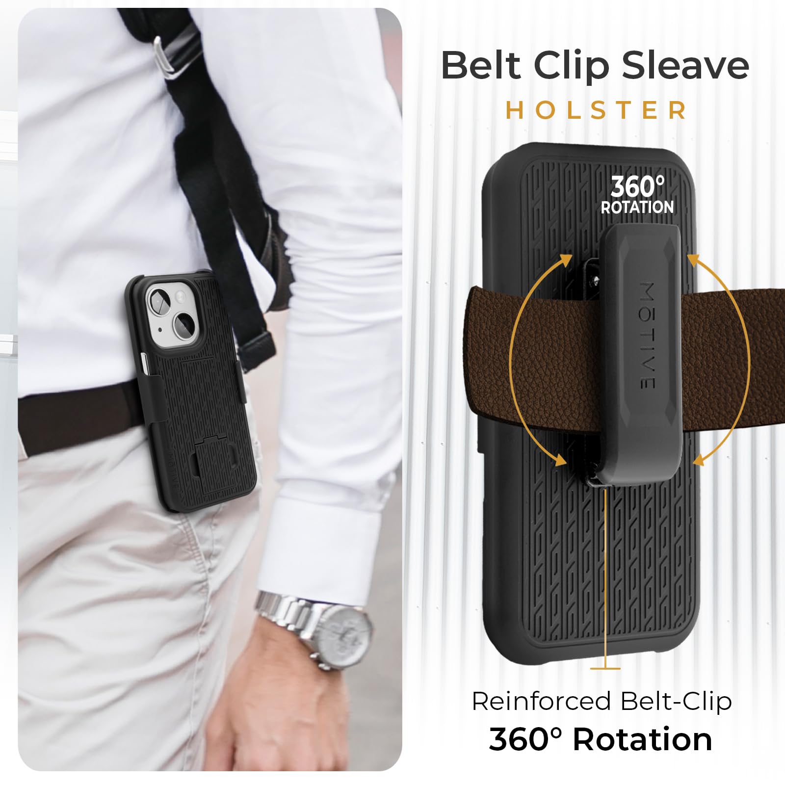 Motive For Iphone 15 Case With Belt Clip, Shell Holster Combo For Apple Iphone 15 Holster, Slim Rugged Case, Drop Shockproof Pro