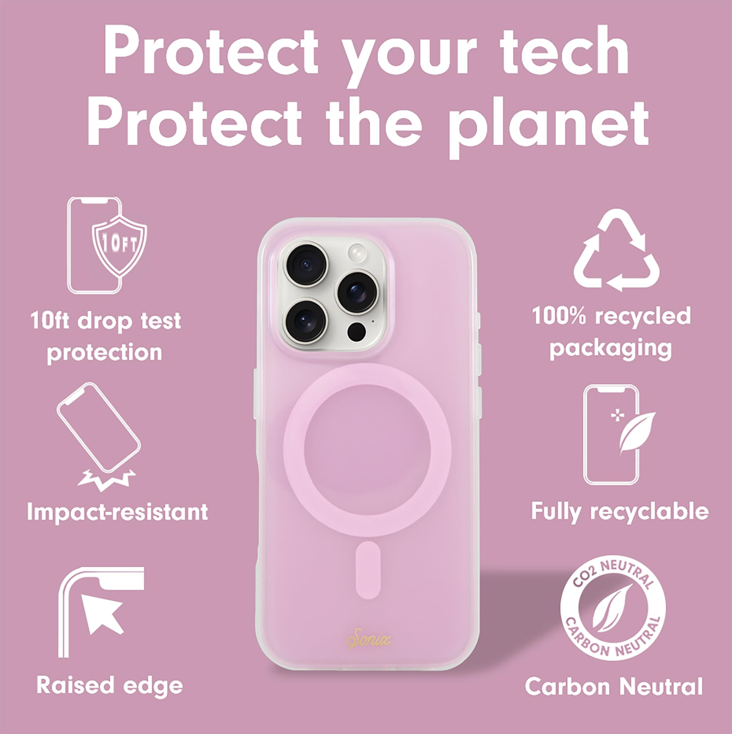 Sonix Case For Iphone 16 Pro Max | Compatible With Magsafe | 10Ft Drop Tested | Jelly Pink