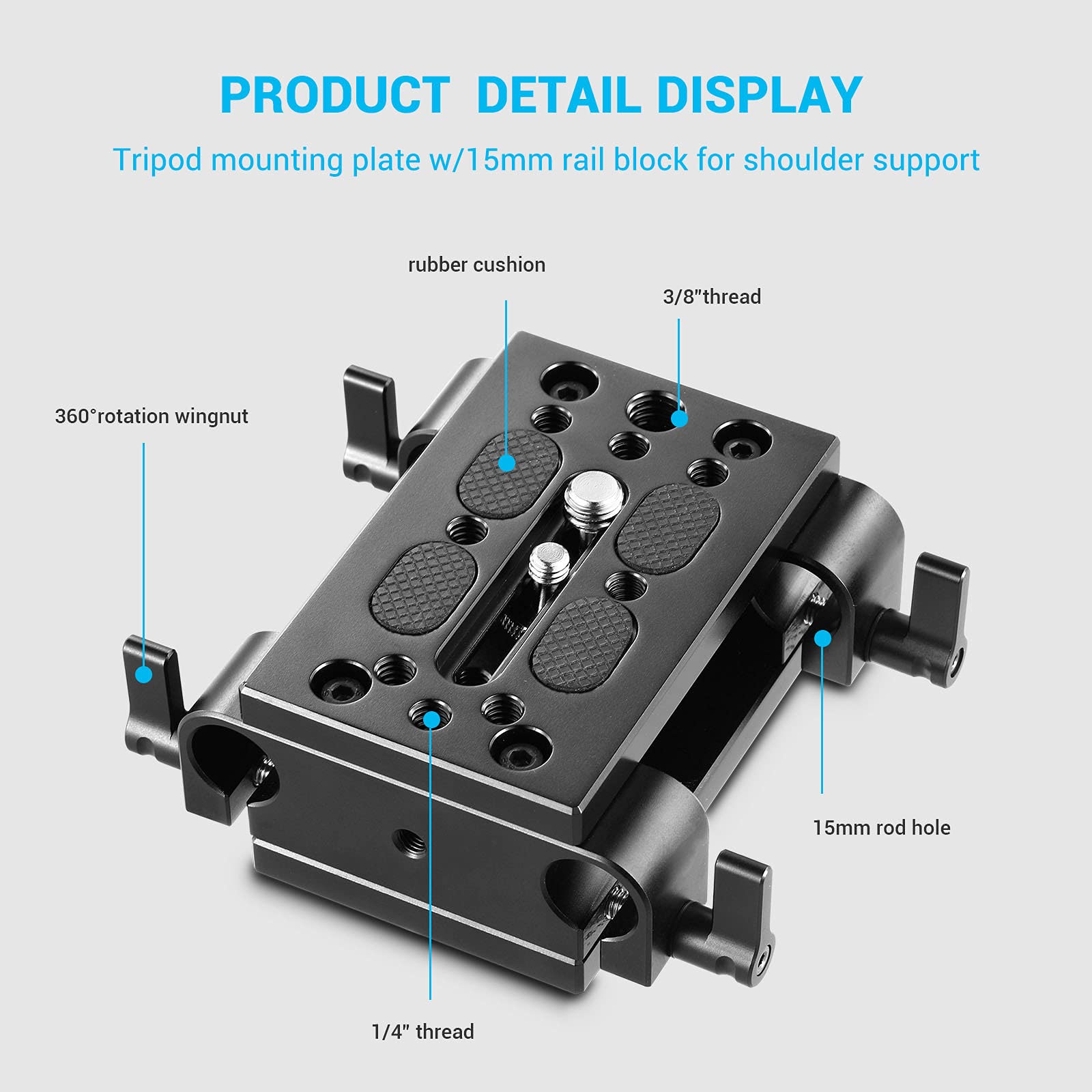 Smallrig Camera Tripod Mounting Baseplate W/15Mm Rod Clamp Rail Block For Tripod/Shoulder Support System   1798