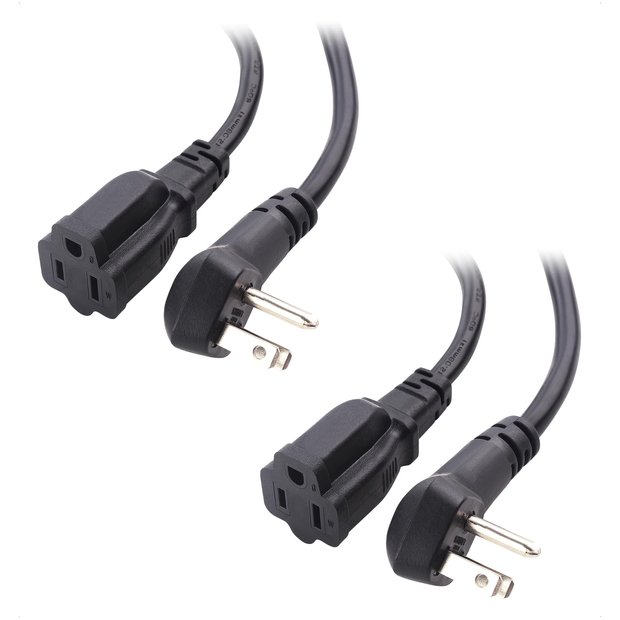Cable Matters 2 Pack 14Awg 15A Heavy Duty Power Extension Cord 6 Ft With Low Profile Plug In Black, Etl Listed (Low Profile Powe
