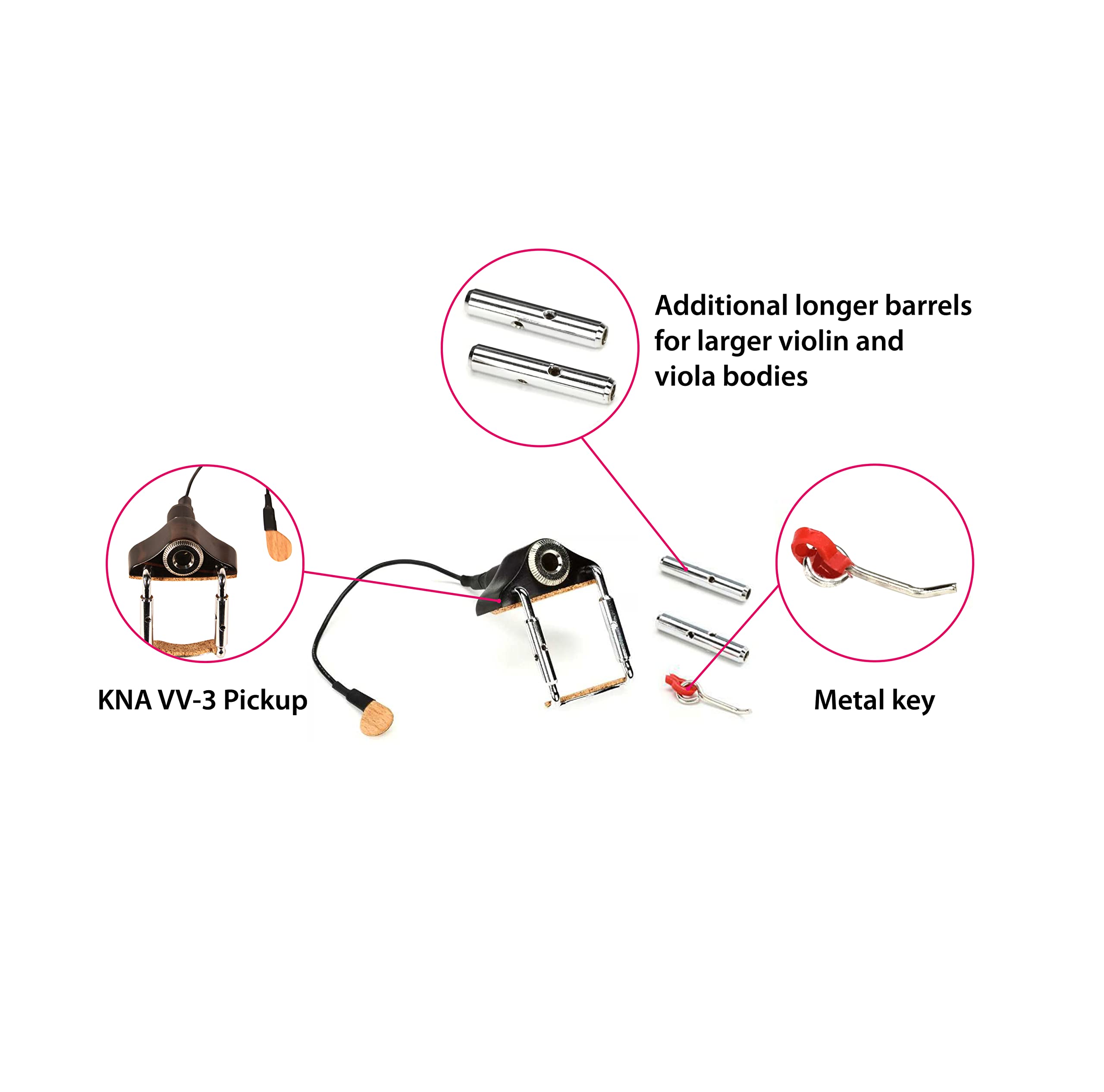 Kna Vv-3 Portable Piezo Pickup For Violin And Viola - Lightweight Bridge-Mounted Sensor, Natural Acoustic Sound, Easy Installati