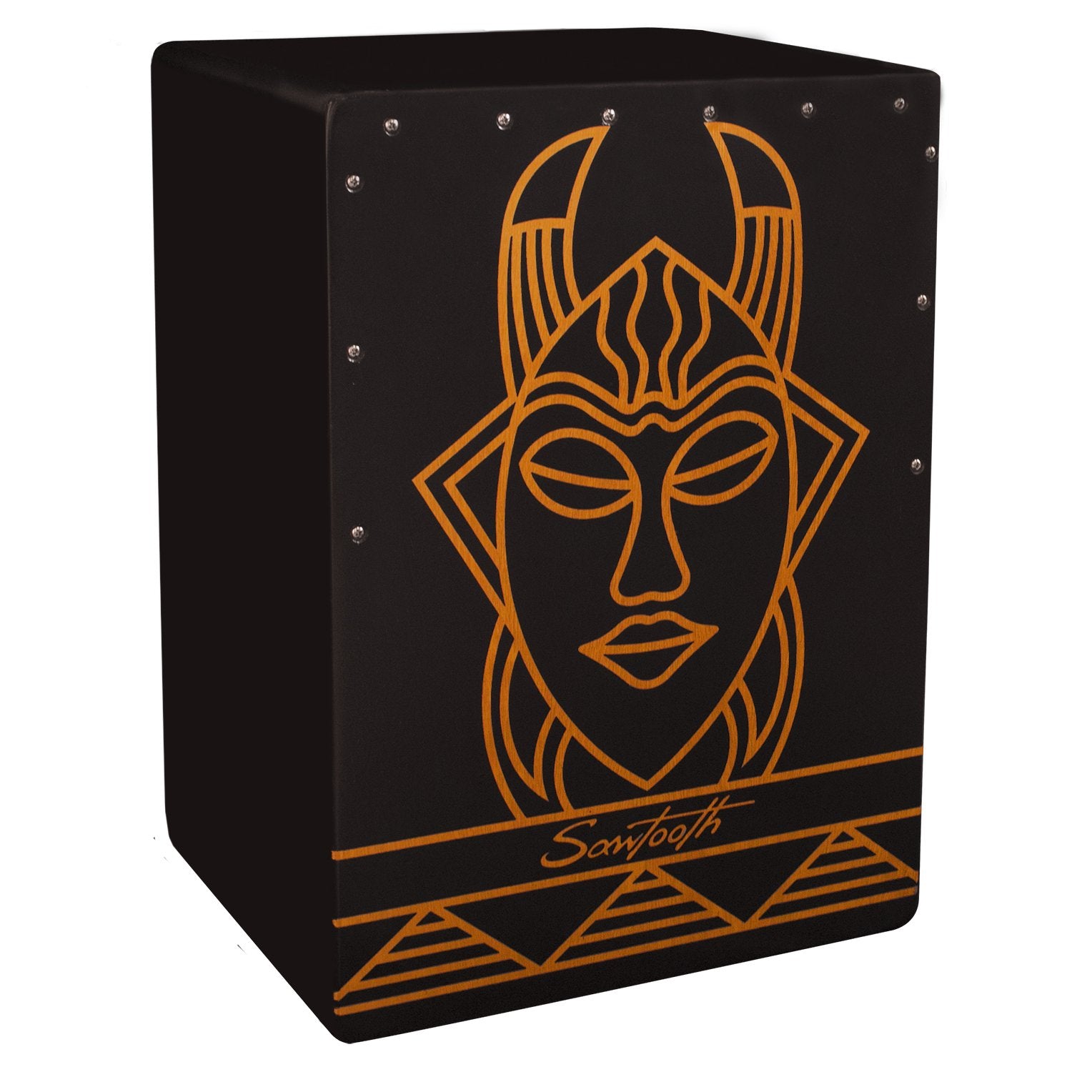 Sawtooth Harmony Series Hand Stained Spirit Design Satin Black Compact Cajon Percussion Box