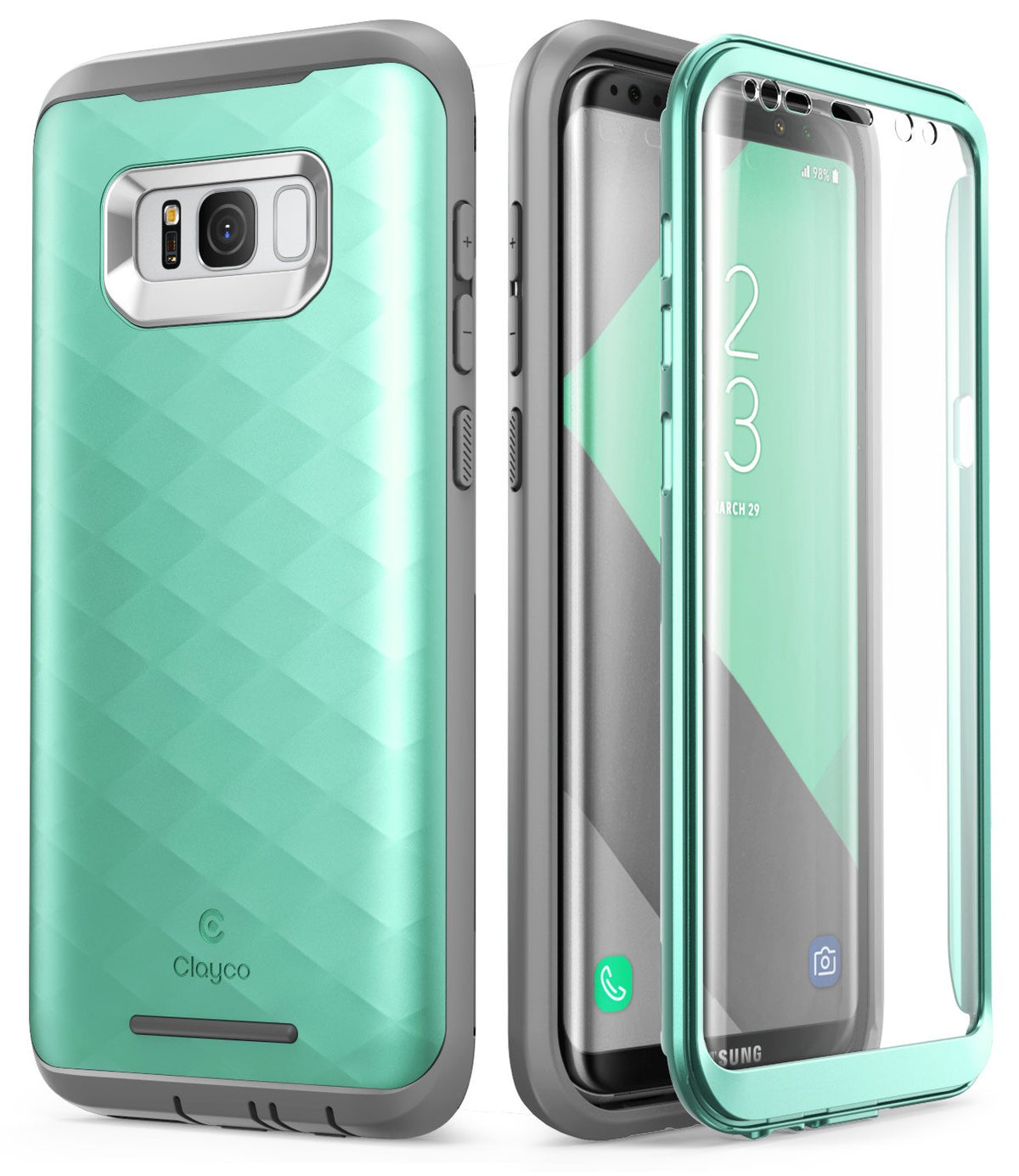 Samsung Galaxy S8 Plus Case, Clayco [Hera Series] Full-Body Rugged Case with Built-in Screen Protector for Samsung Galaxy S8 Plus (2017 Release) (MintGreen)