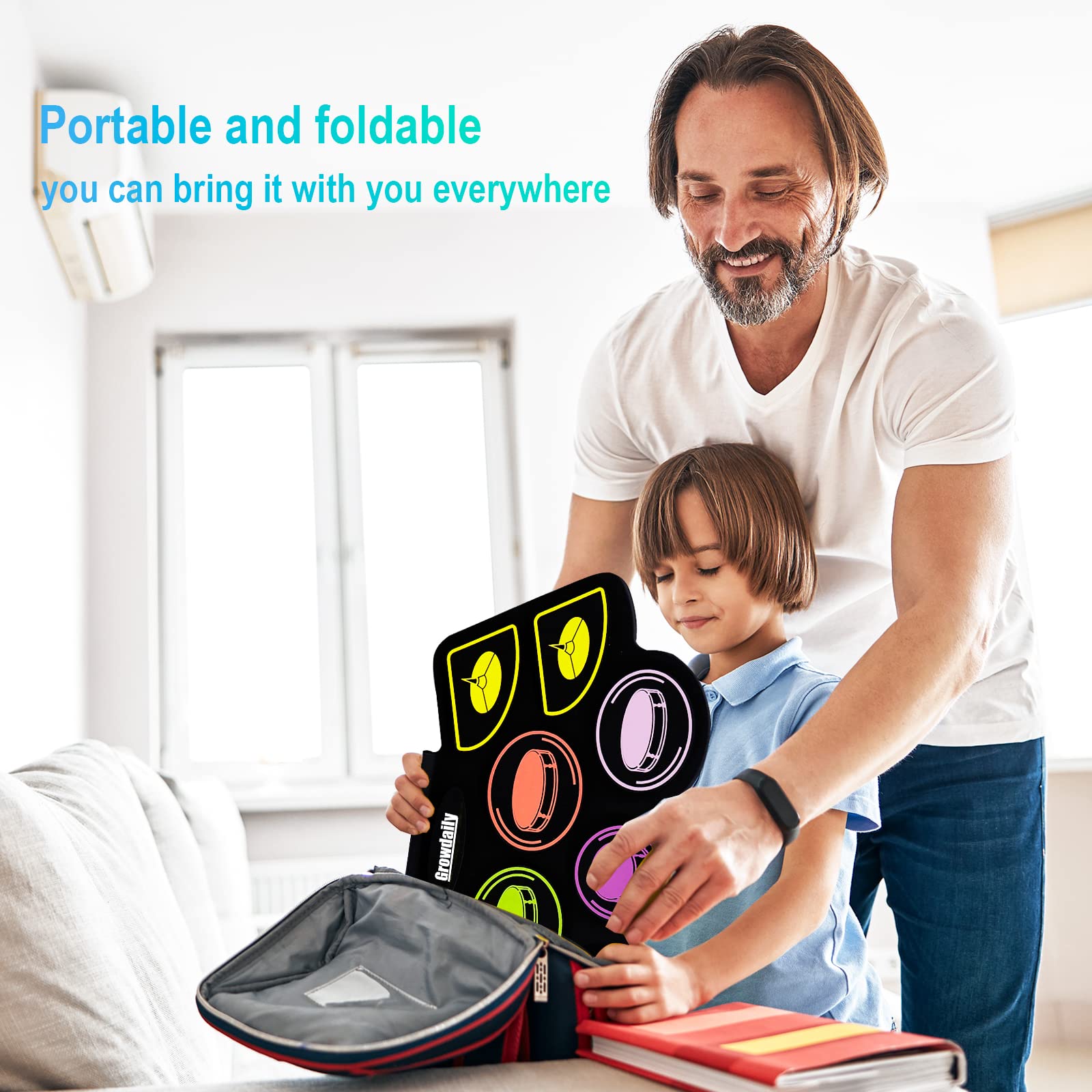 Electric Kids Drum Set,Electronic Drum Set Practice 9 Pads With Stand,Music Recording,Light Up Drum Sticks,Drum Pedal,Midi,Dual