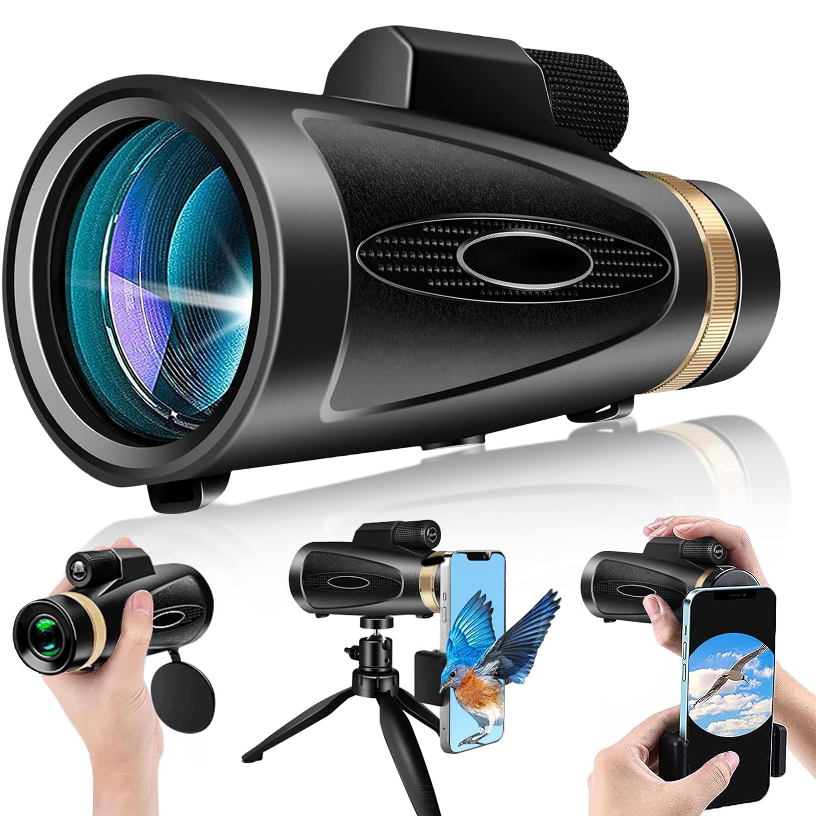 Monocular Telescope 80x100 HD Monoculars for Adults with Tripod & Phone Adapter, Monoculars for Bird Watching Stargazing Camping