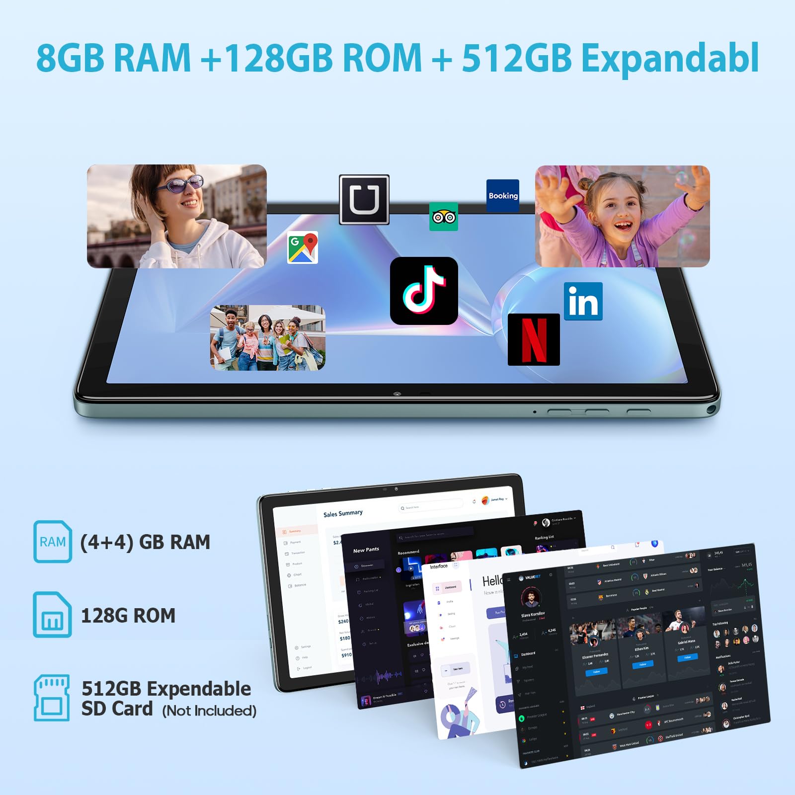 Wdyqje 10.1 Inch Android Tablet, Android 13 Tablets With 128Gb+8(4+4 Expand) Gb, 2.4+5G Wifi Tablet Pc With Fhd Ips Touch Screen