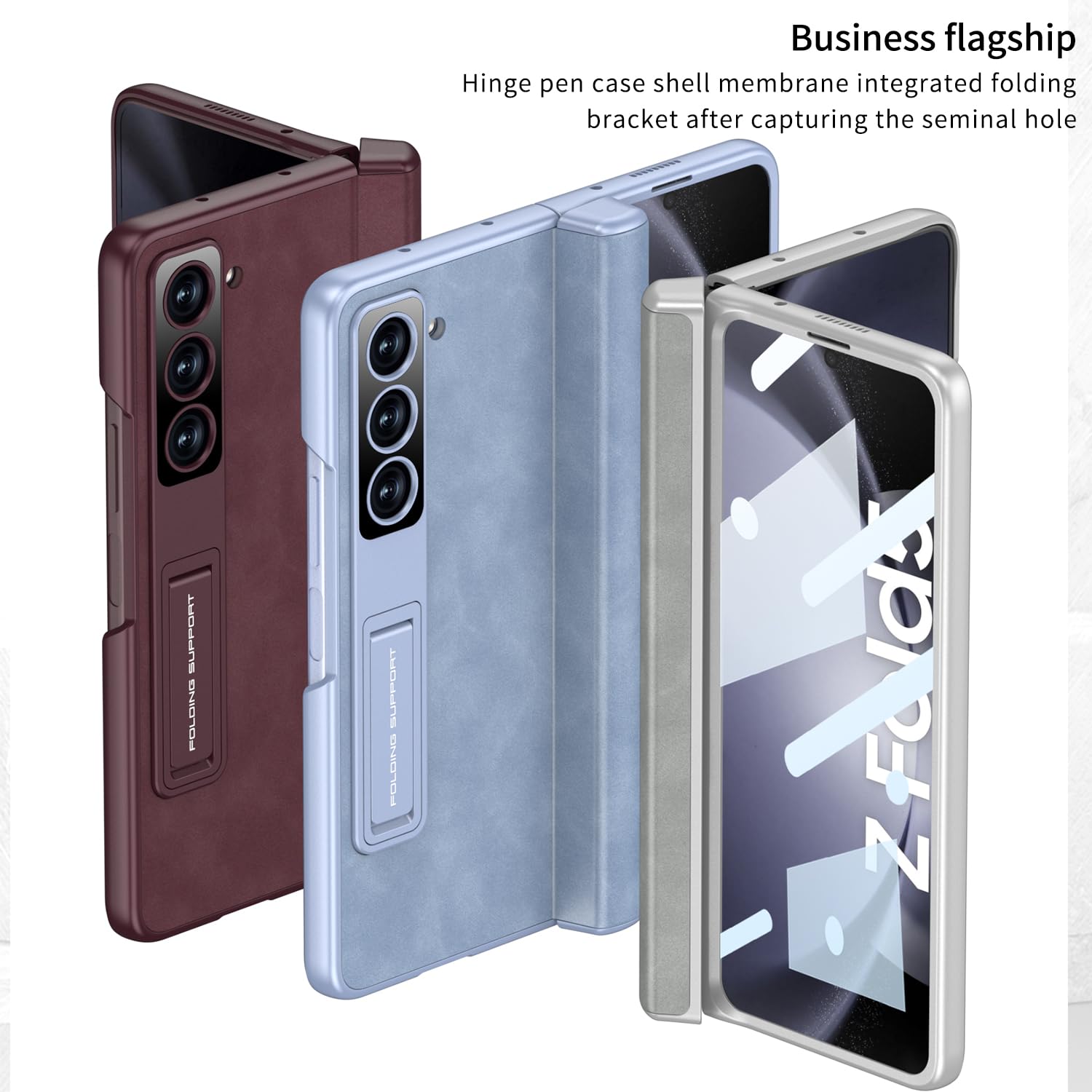 Ximand For Samsung Galaxy Z Fold 5 Case With Magnetic Hinge Protection & Built In Front Screen And Kicstand,Hidden S Pen Slot An