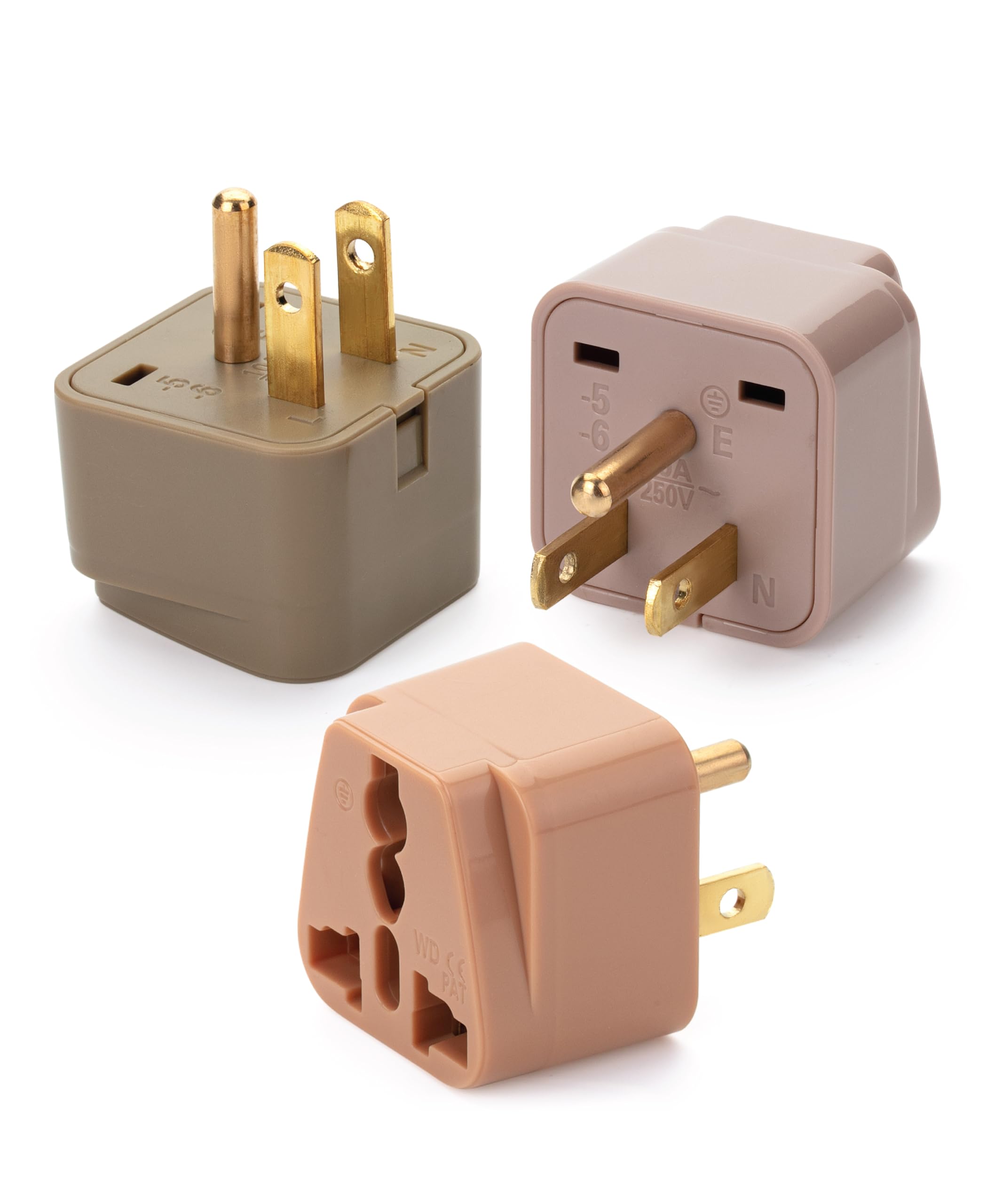 Bates  Universal Adapter, 3 Pack, Vintage Colors, Uk To Us Plug Adapter, Universal Plug Adapter Plug, Universal Travel Adapter