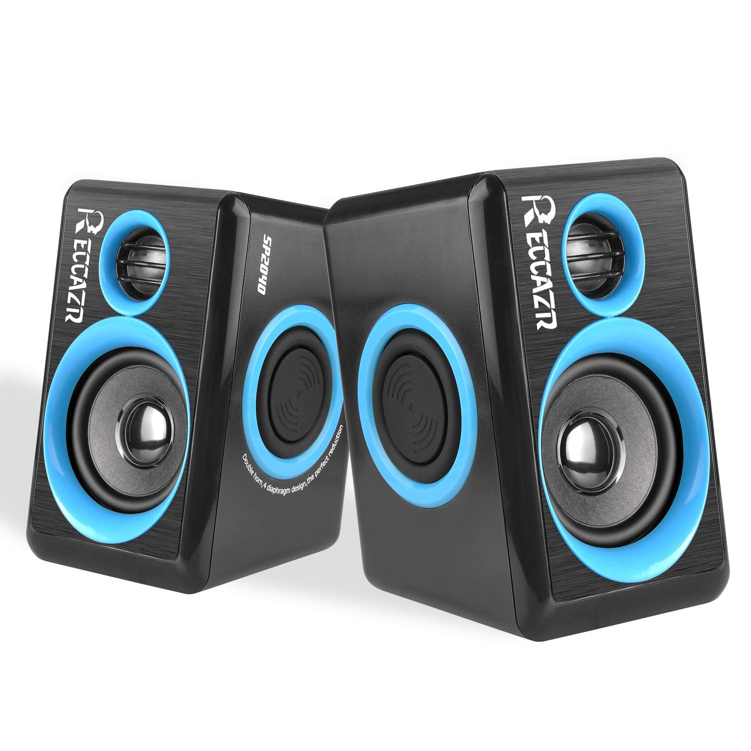 Reccazr Sp2040 Surround Computer Speakers With Deep Bass Usb Wired Powered Multimedia Speaker For Pc/Laptops/Smart Phone Built I