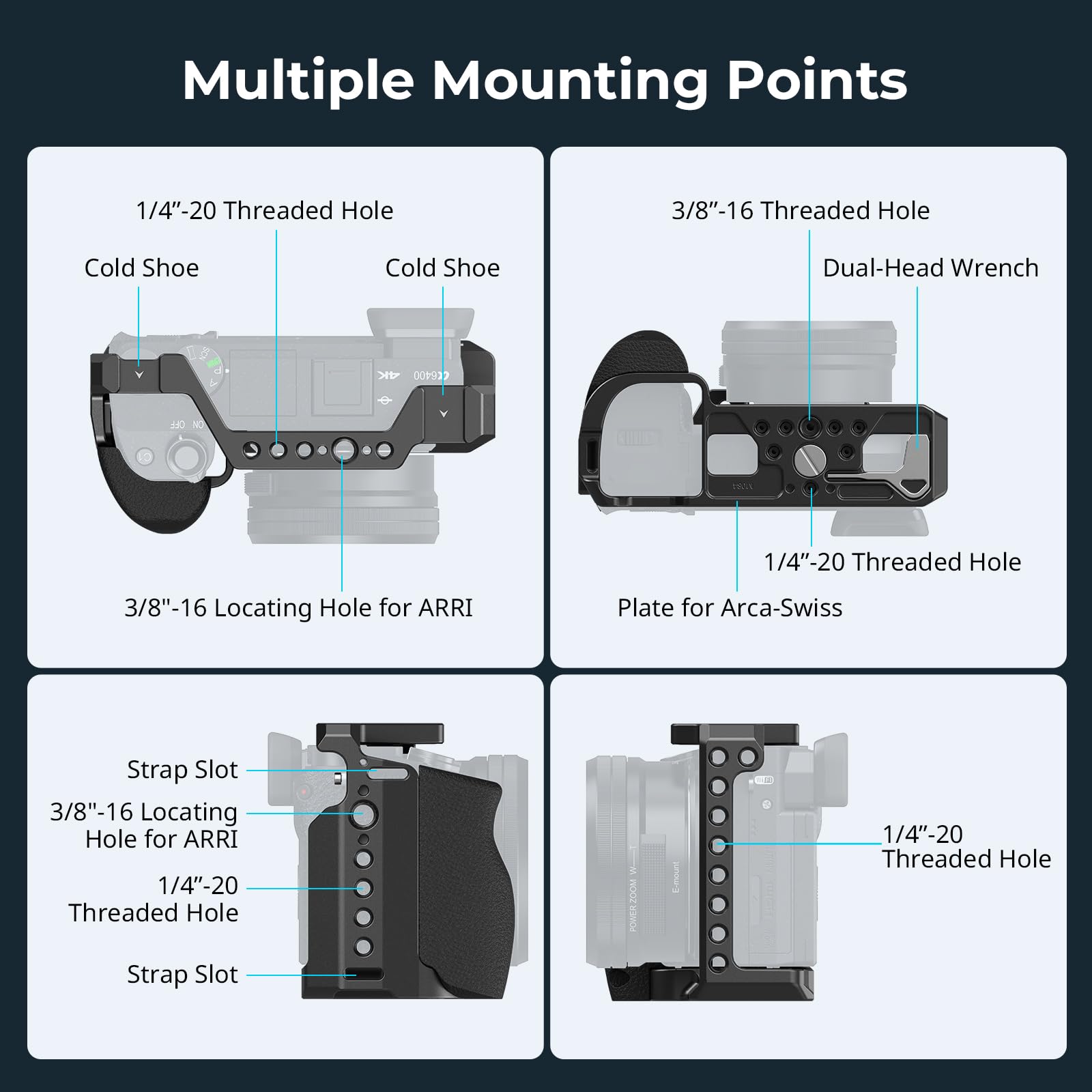 Smallrig Cage With Silicone Handgrip & Cold Shoe For Sony A6100, A6300, A6400-3164