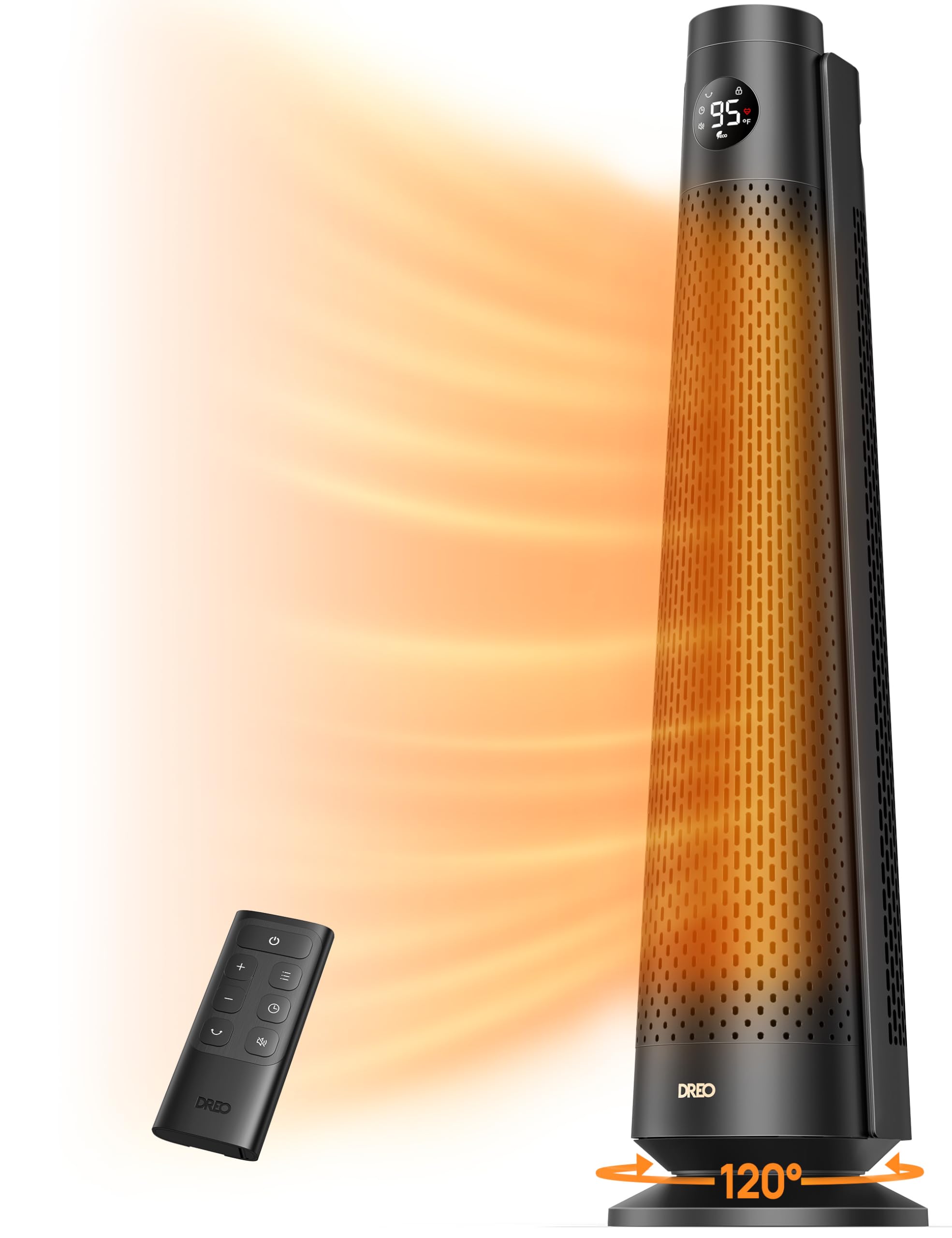 Dreo Space Heater Large Room, 30 Electric Heaters with Remote, 120 Oscillation, Adjustable Thermostat, 5 Heat & 3 Fan levels, 8 
