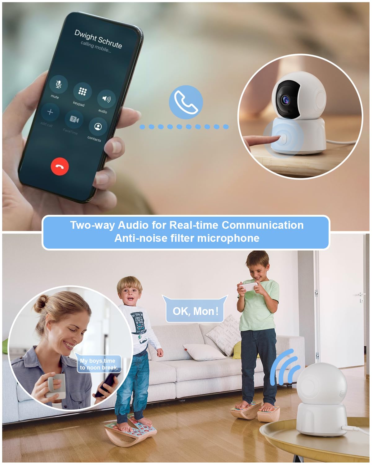 Golspark Indoor Security Camera 2K, Pet Camera For Home Security, Dog Cam Pan/Tilt, Motion Tracking, 2 Way Audio, Night Vision B