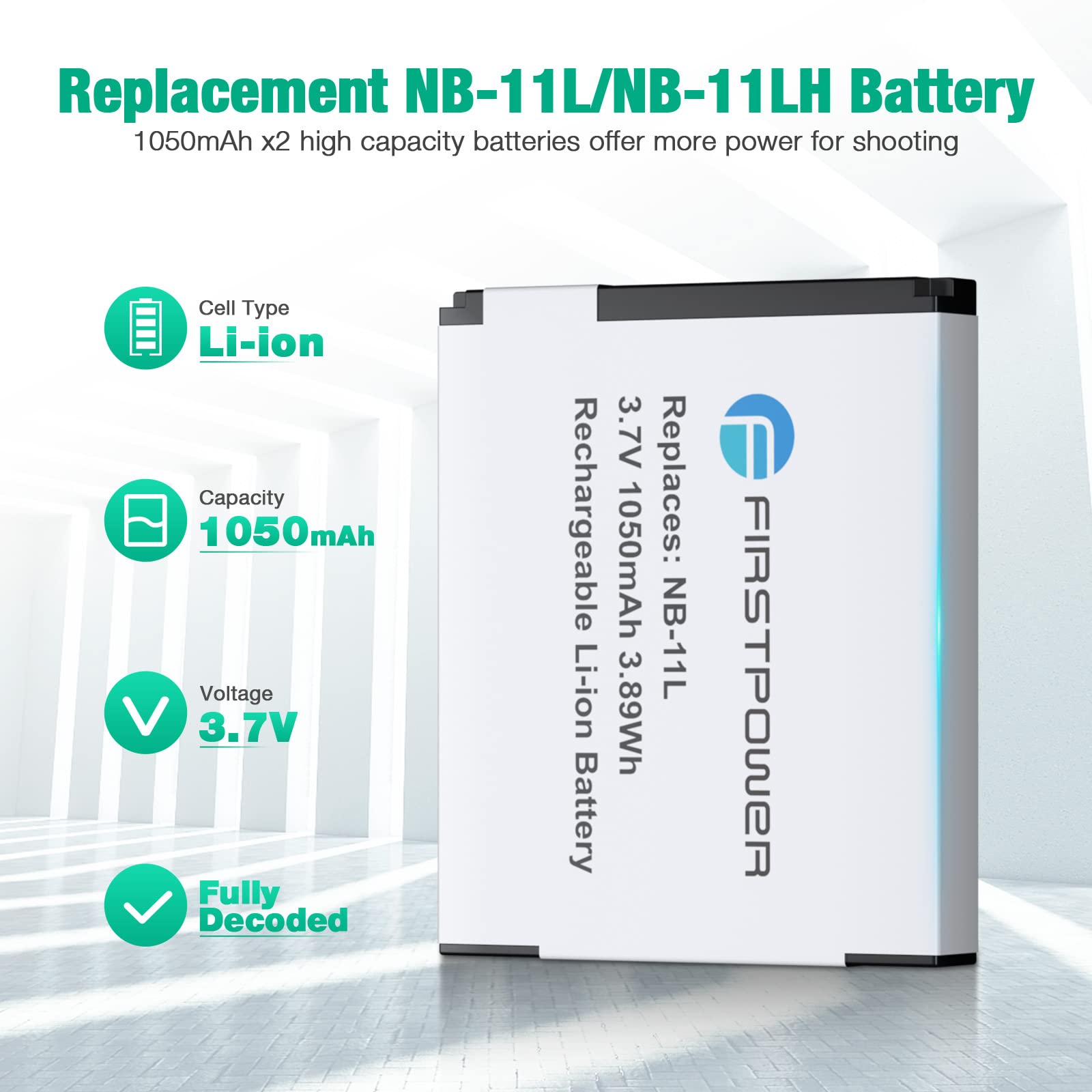 FirstPower NB-11L NB-11LH Battery & USB Charger Kit for Canon PowerShot Elph A SX Series Digital Camera Black