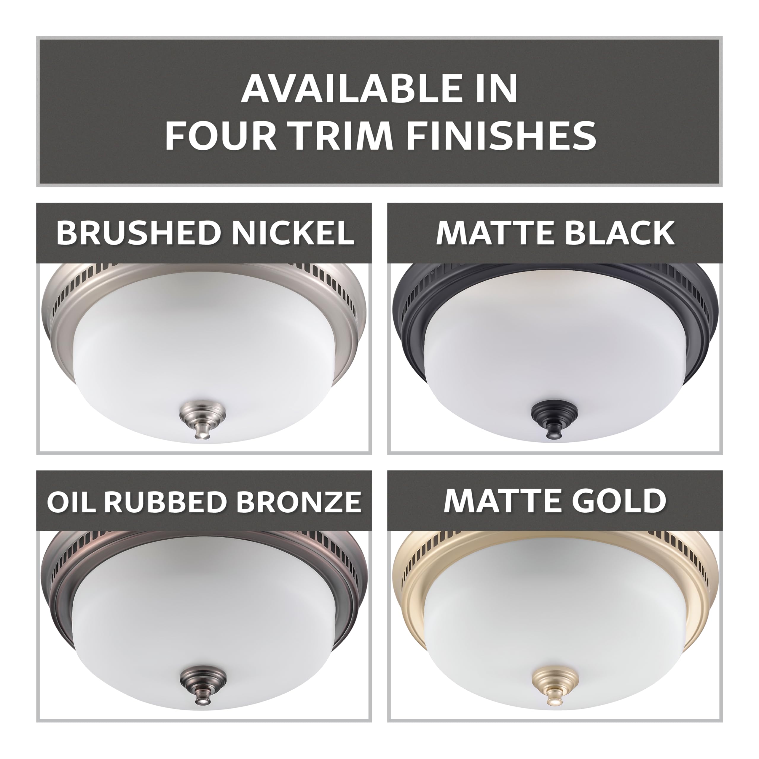 Decorative Round Matte Gold 110Cfm Bath Fan W/Integrated Led Light And Glass Globe