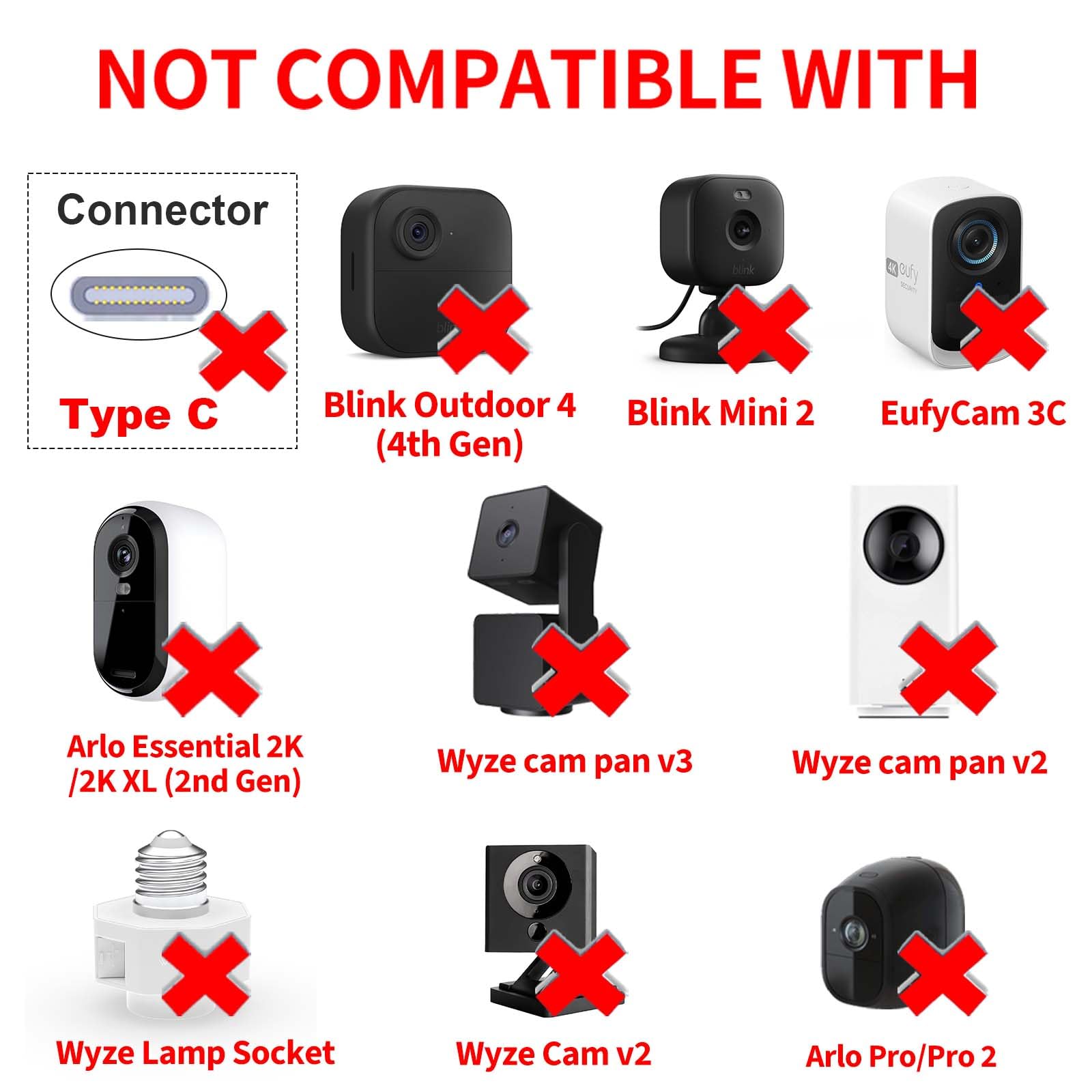 26Ft Power Extension Cable Charger For Blink Outdoor(3Rd Gen)/Xt/Xt2, Wyze Cam V4/V3/Og, Arlo Essential,Weatherproof Power Cord